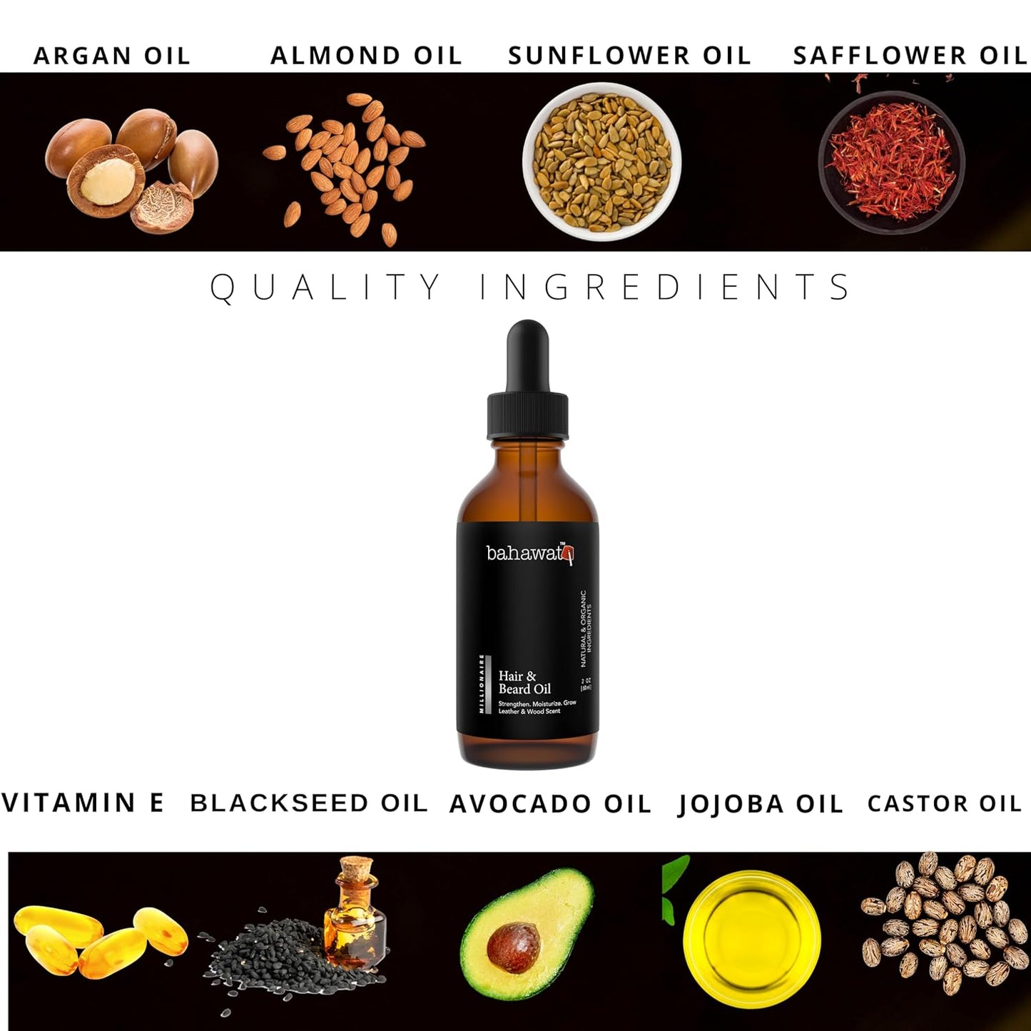 Premium Beard Oil Conditioner & Softener - Millionaire - 2 ounce - Beard Itch and Dry Skin Relief - Handcrafted from Natural Ingredients - Made in the USA