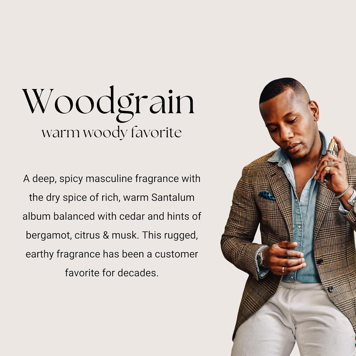 Caswell-Massey Woodgrain Sandalwood After Shave, Soothing Aftershave with Cedarwood, Clove & Musk, Made in USA, 3 Fl Oz