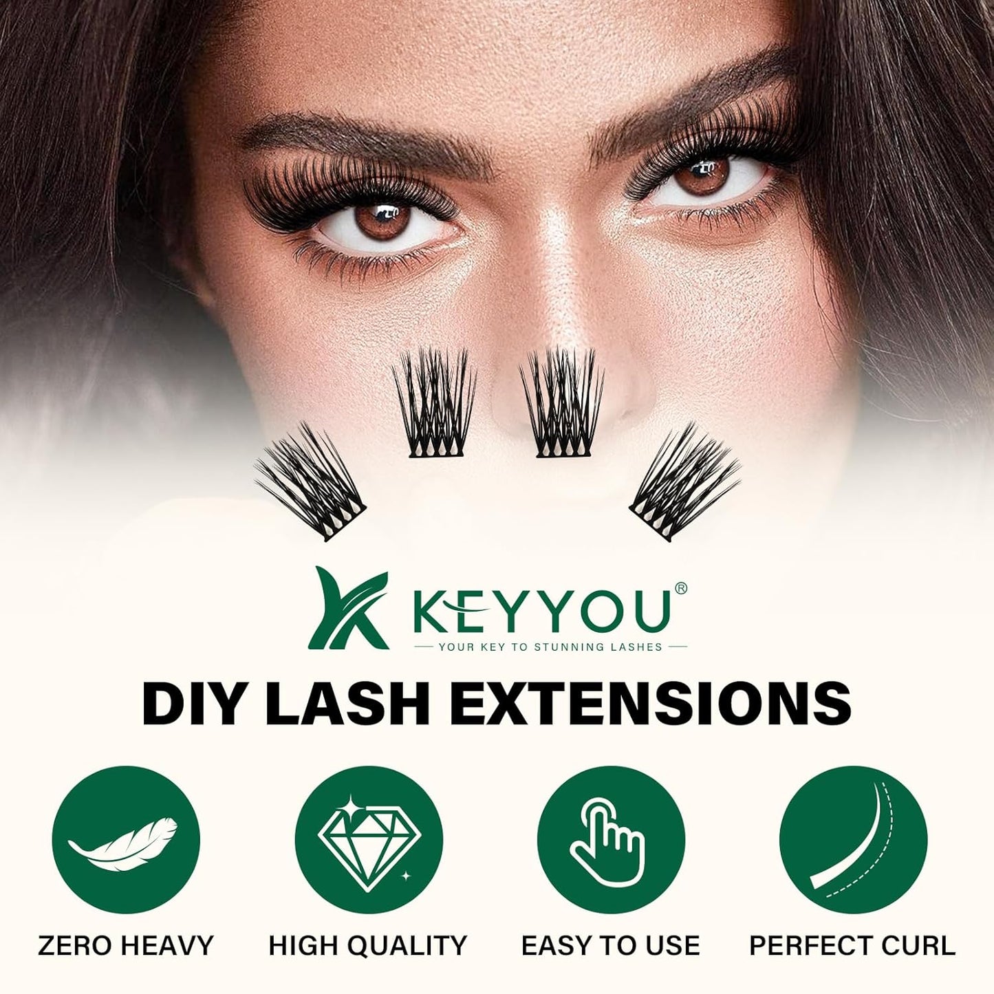 Lash Clusters 144pcs Individual Lashes D Curl 18mm Eyelash Clusters KEYYOU Air Touch Cluster Lashes Super Lightweight Soft Wispy Comfortable Easy DIY at Home(Air03-D-18mm)
