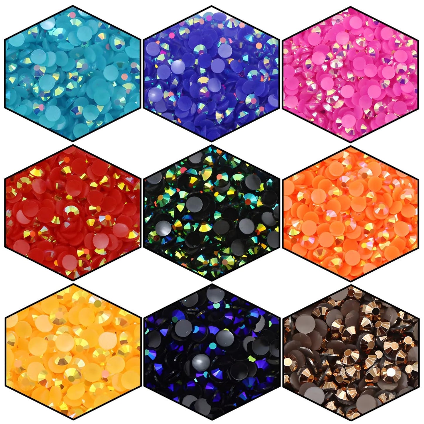 4500 Pcs SS6 2mm AB Flatback Rhinestones for Nails Art Crafts Glitter Round Shine Gems Crystals DIY Clothes Shoes （Black-Bottom Sapphire AB）