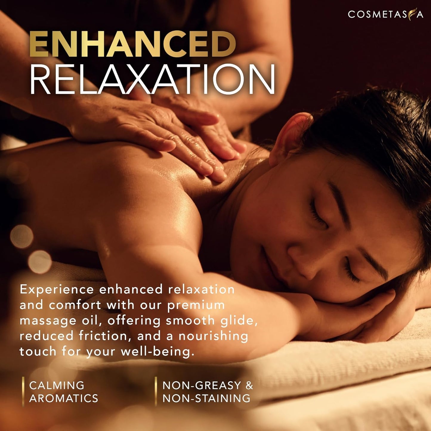 Cosmetasa Lavender Massage Oil for Massage Therapy - All Natural, Cruelty-Free & Spa Quality Skin Therapy Oil, Calming & Soothing Care - Lavender, Geranium & Grapeseed Oil (16.9 oz)