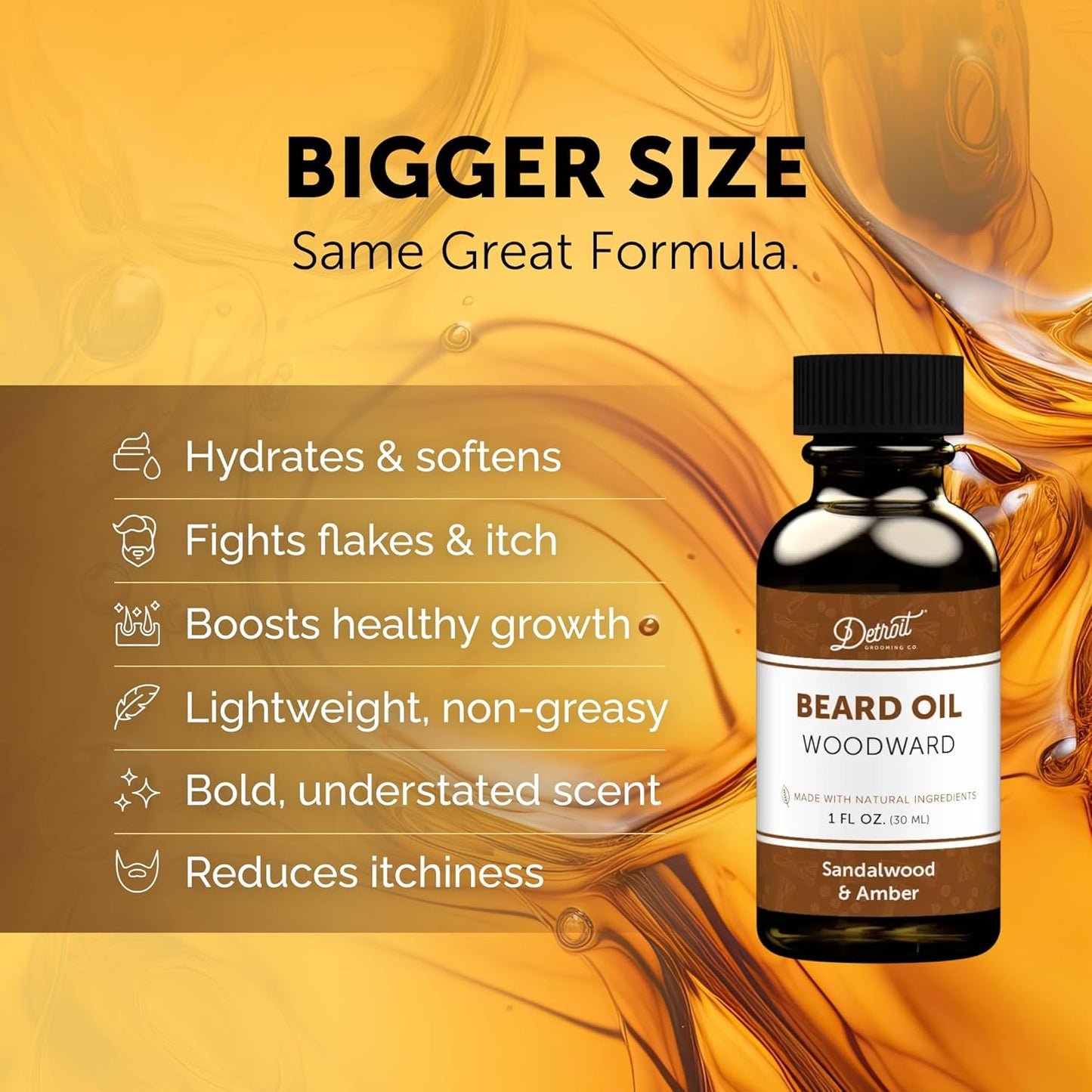 Detroit Grooming Beard Oil | Hydrating & Nourishing Formula • Woodward Scent (2 oz)