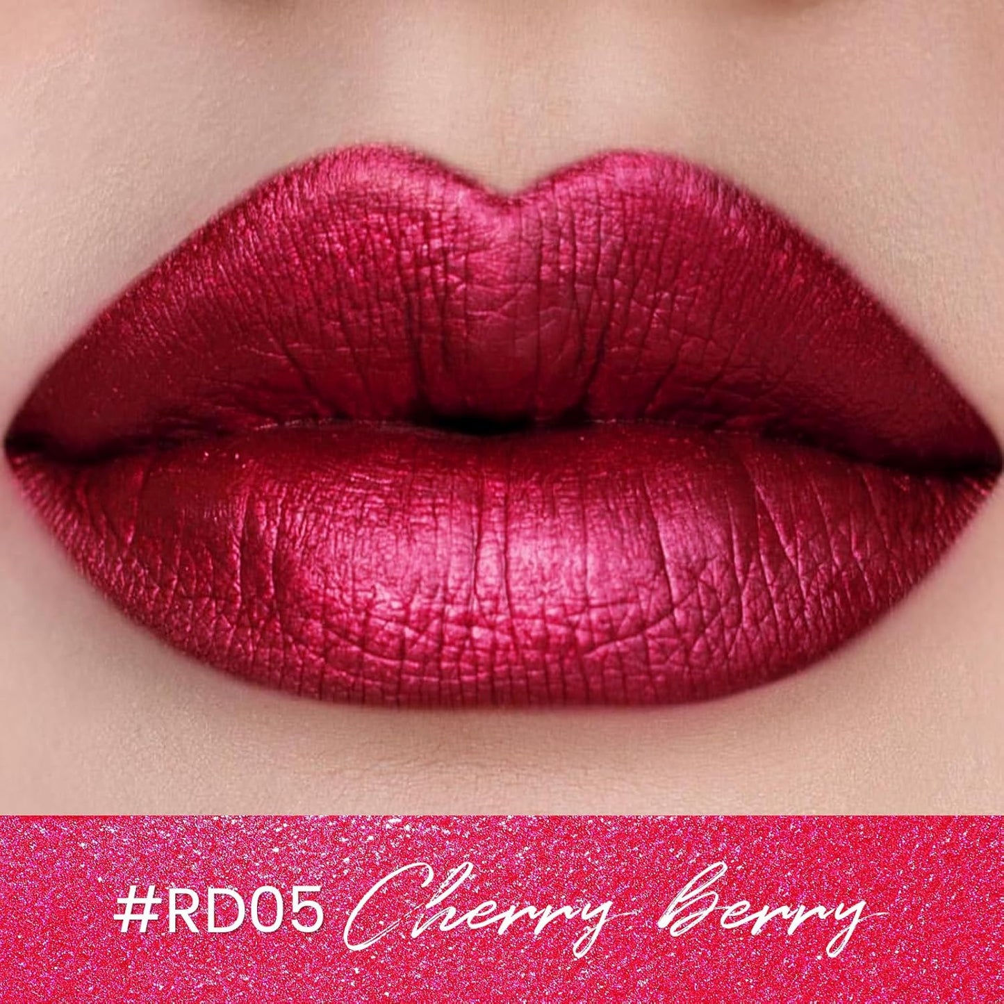 FOCALLURE Metallic Liquid Lipstick,Non Stick Cup Lip Gloss,High Impact Lip Color with Transfer-proof Wear,Long Lasting & Waterproof Lipstick Makeup for Women,RD05 CHERRY BERRY