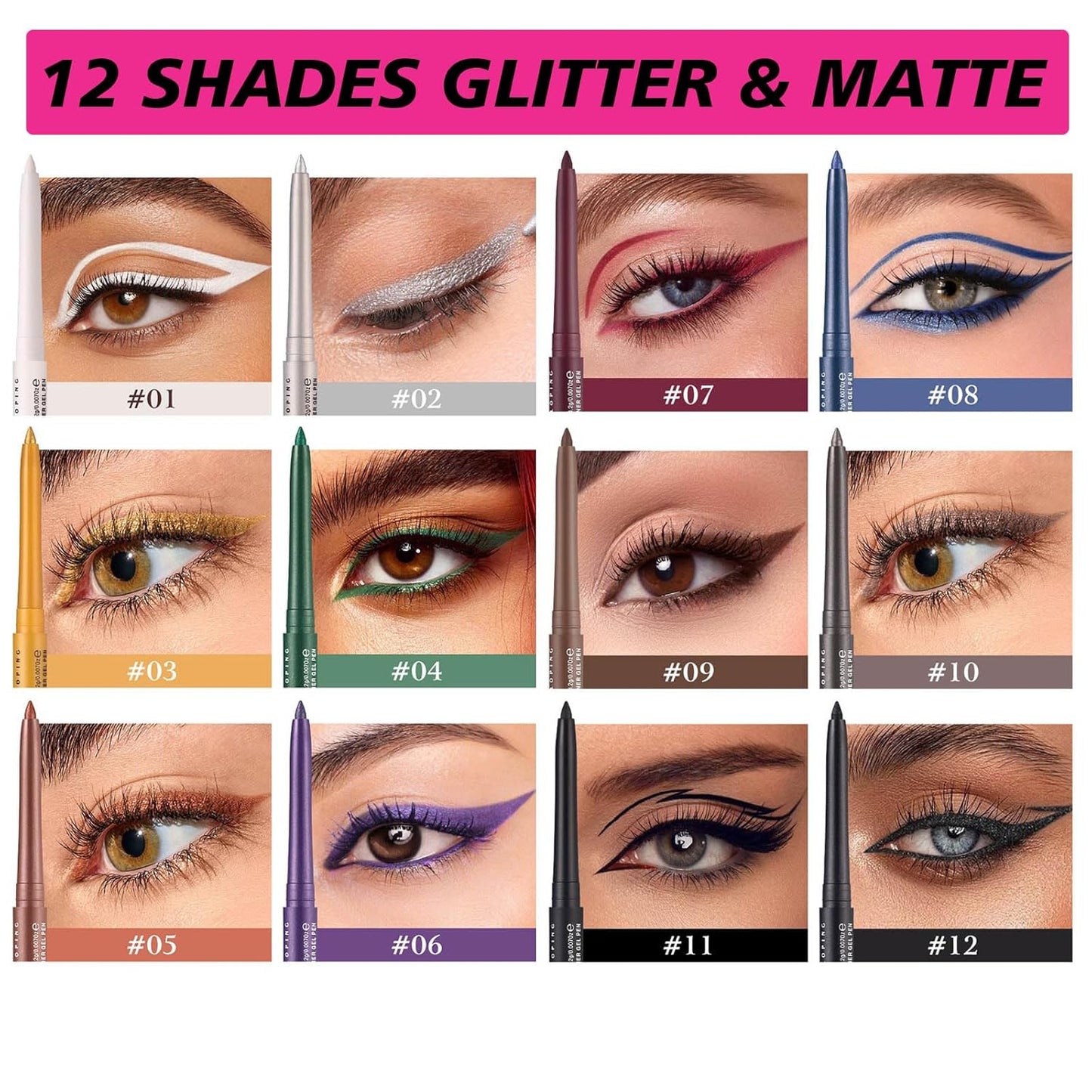 Blue Eyeliner Pencil Waterproof Retractable Cream Blue Gel Eyeliner Smudge-proof Hypoallergenic (08#)