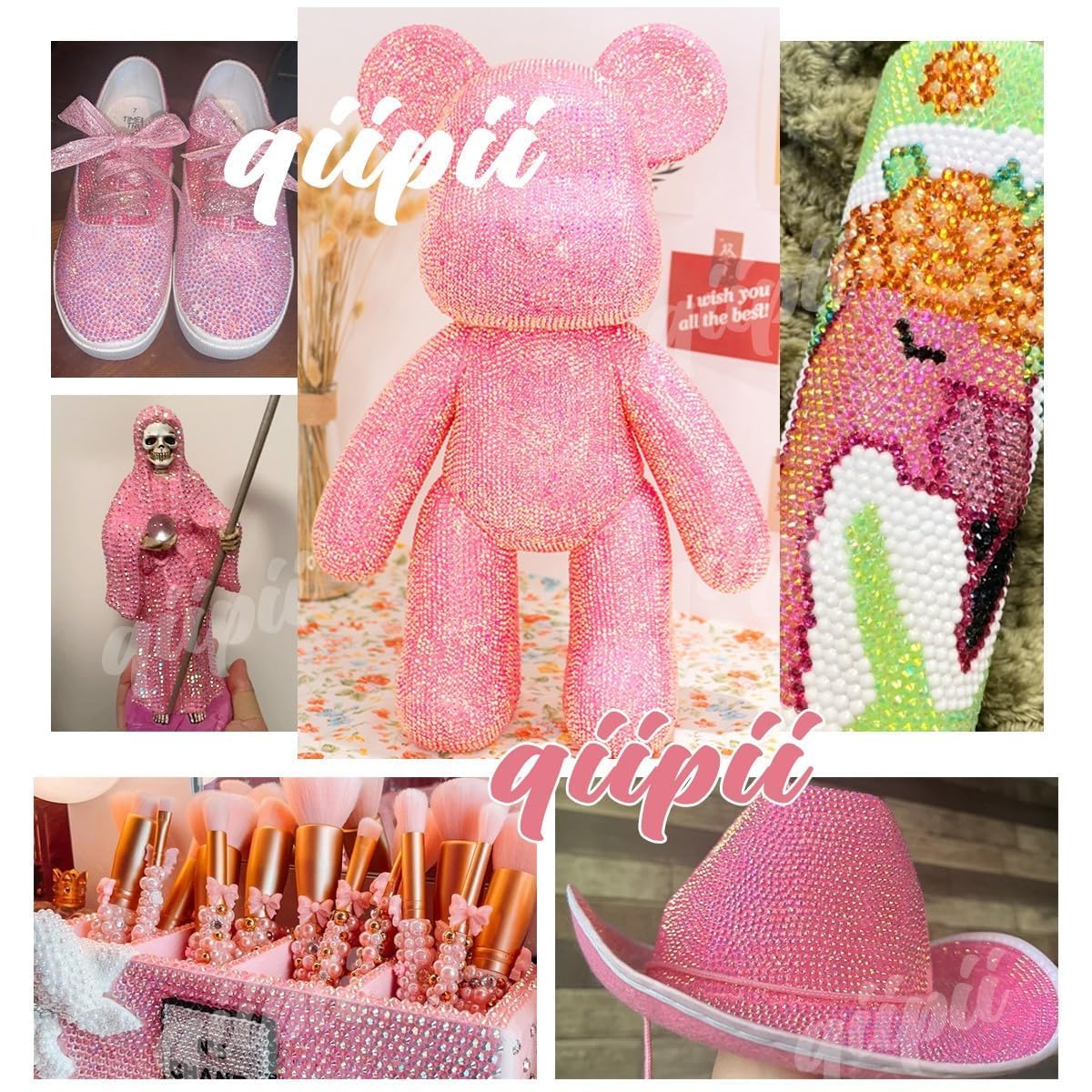 Dark Pink AB Resin Rhinestones for Crafting 3mm 4mm 5mm Flatback Jelly Stones Bulk SS10 SS16 SS20 Non-Hotfix Diamonds Crystals Gems for Nails Face Eyes Makeup Mugs Tumblers Bottles DIY Crafts