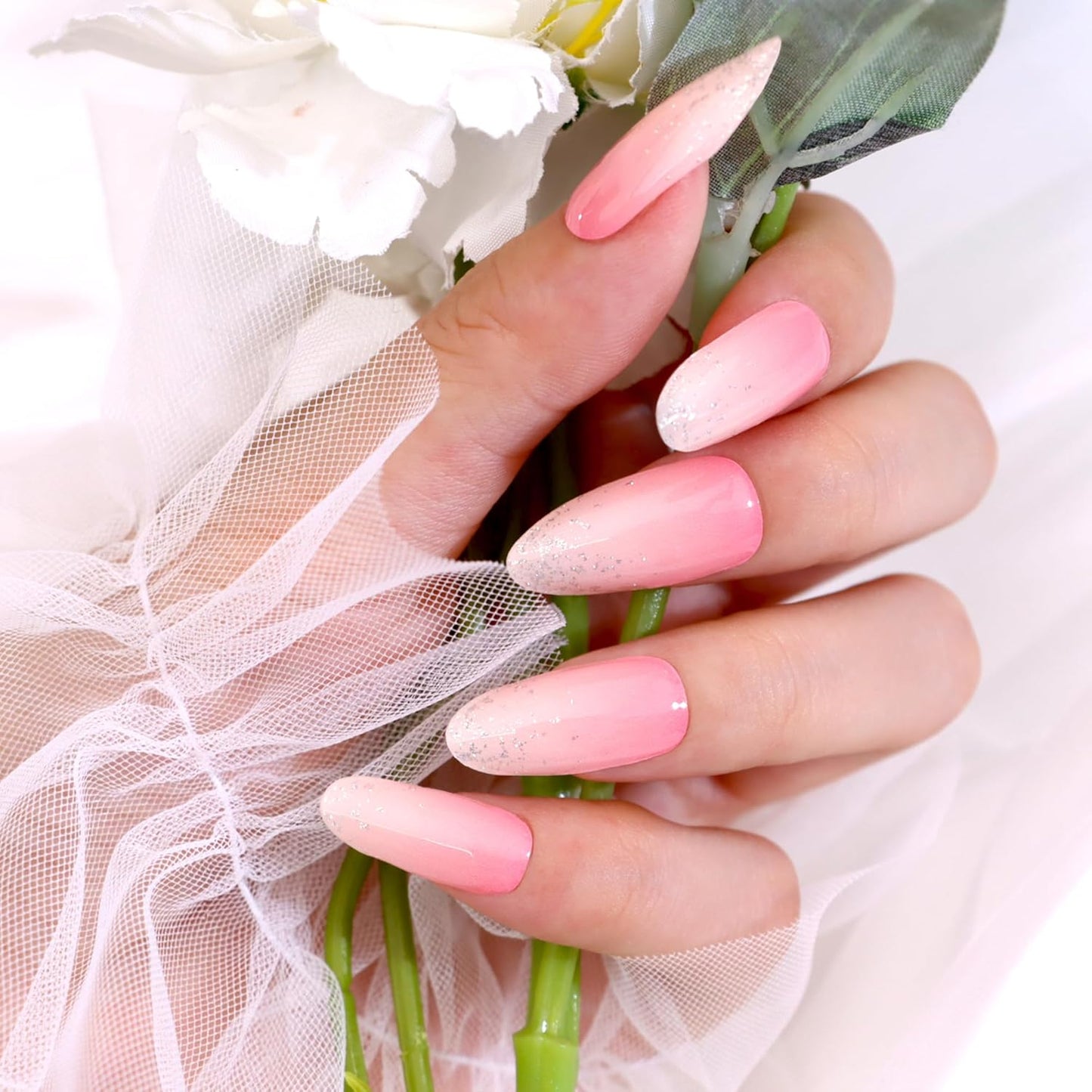 Semi Cured Gel Nail Strips-Salon Quality Semi-Cured Gel Press On Nails Stickers Quick DIY Nail Art Manicure Kits for Women at Home Works with Any UV/LED Lamps(Dress Up)