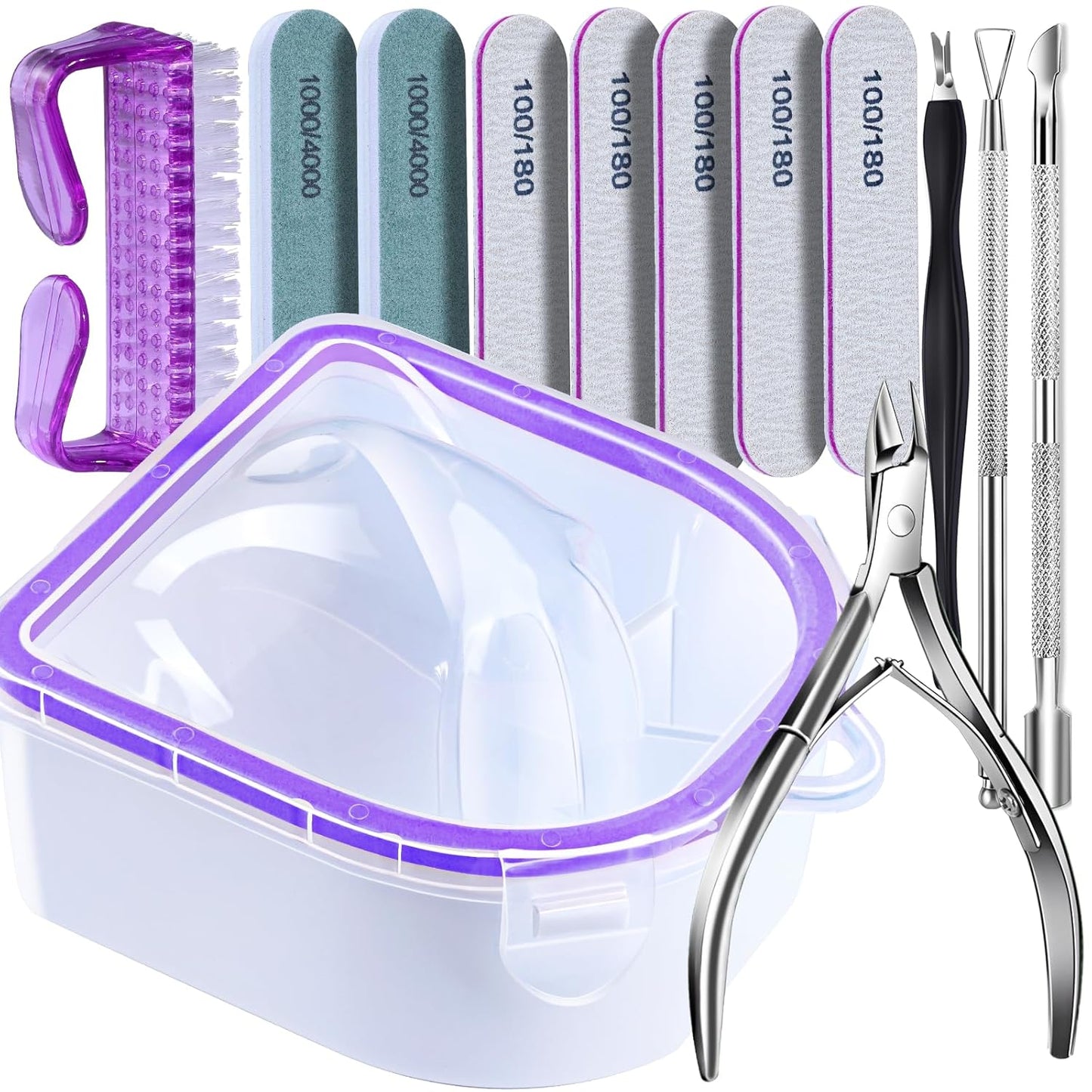 FANDAMEI Nail Soaking Bowl, Nail Soak Off Bowl, Dip Powder Remover Tools, Nail Remover Bowl, Manicure Bowls Nail Soaking, Cuticle Kit