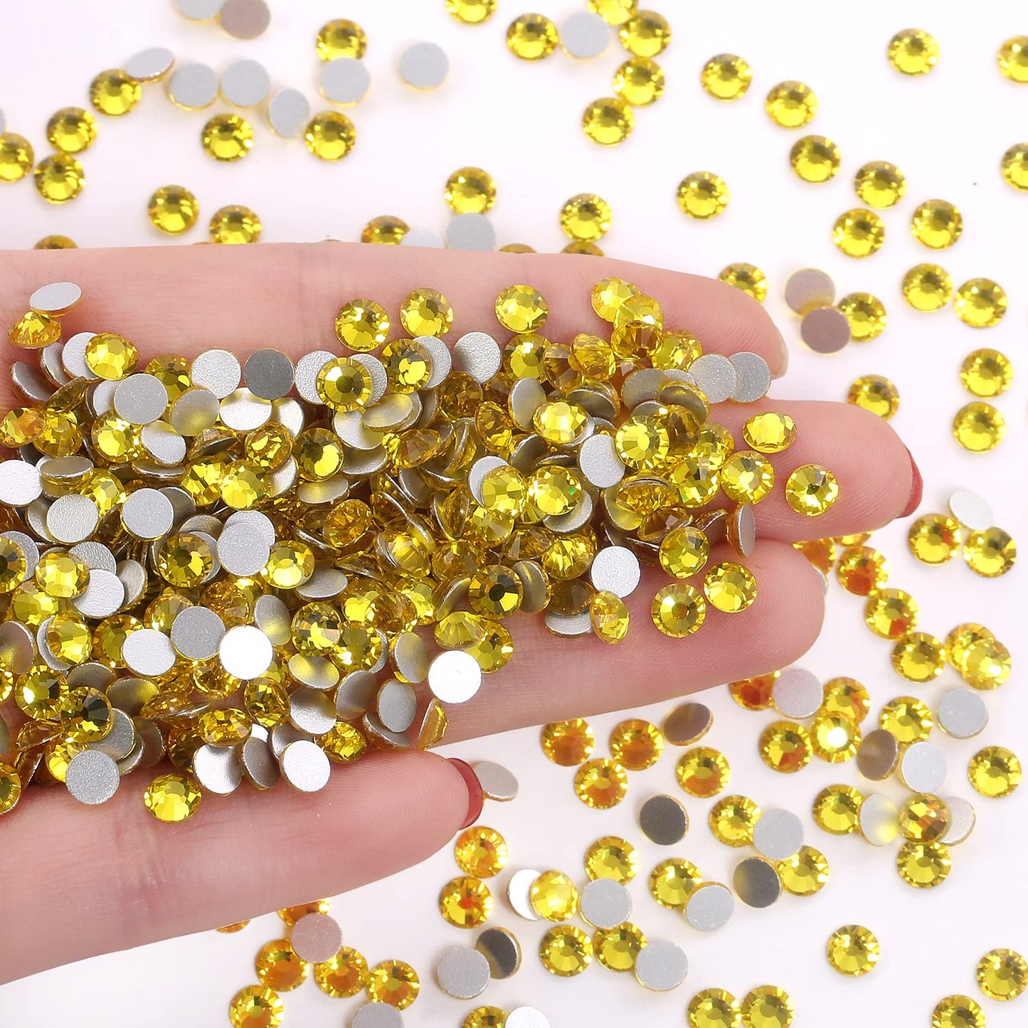 1440Pcs Lemon Yellow Crystal Rhinestones,Glass Flatback Rhinestones Gemstones for Nail Face Makeup Art Crafts Clothes Decoration - (SS16, 4.0mm,Lemon Yellow)