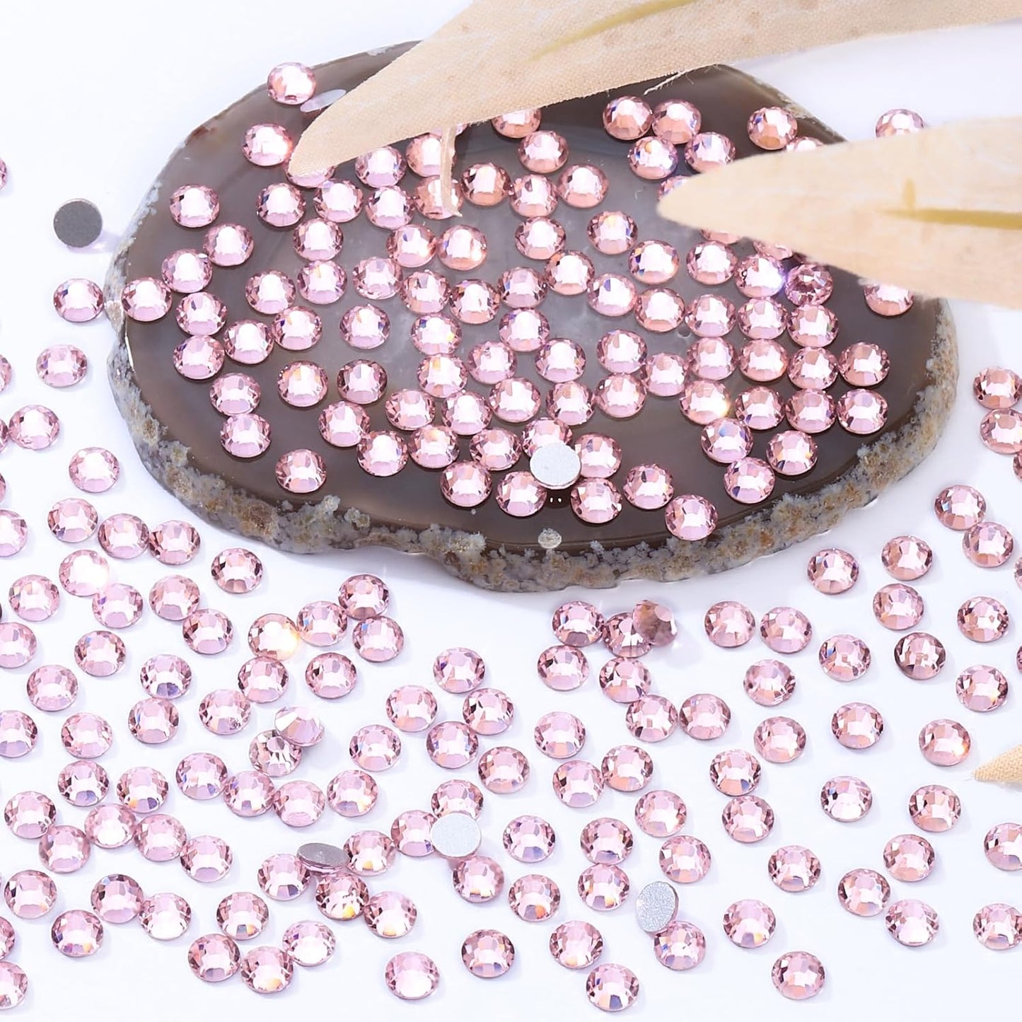 Pink Flatback Rhinestones, Glass Rhinestones for Nail Art and Craft, Glue Fix, Loose Crystal Gemstones(Pink, SS30, 576pcs, 6.4-6.6mm)
