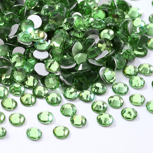 Light Green Flatback Rhinestones, Glass Rhinestones for Nail Art and Craft, Glue Fix, Loose Crystal Gemstones(Lt.Green, SS20, 1440pcs, 4.6-4.8mm)
