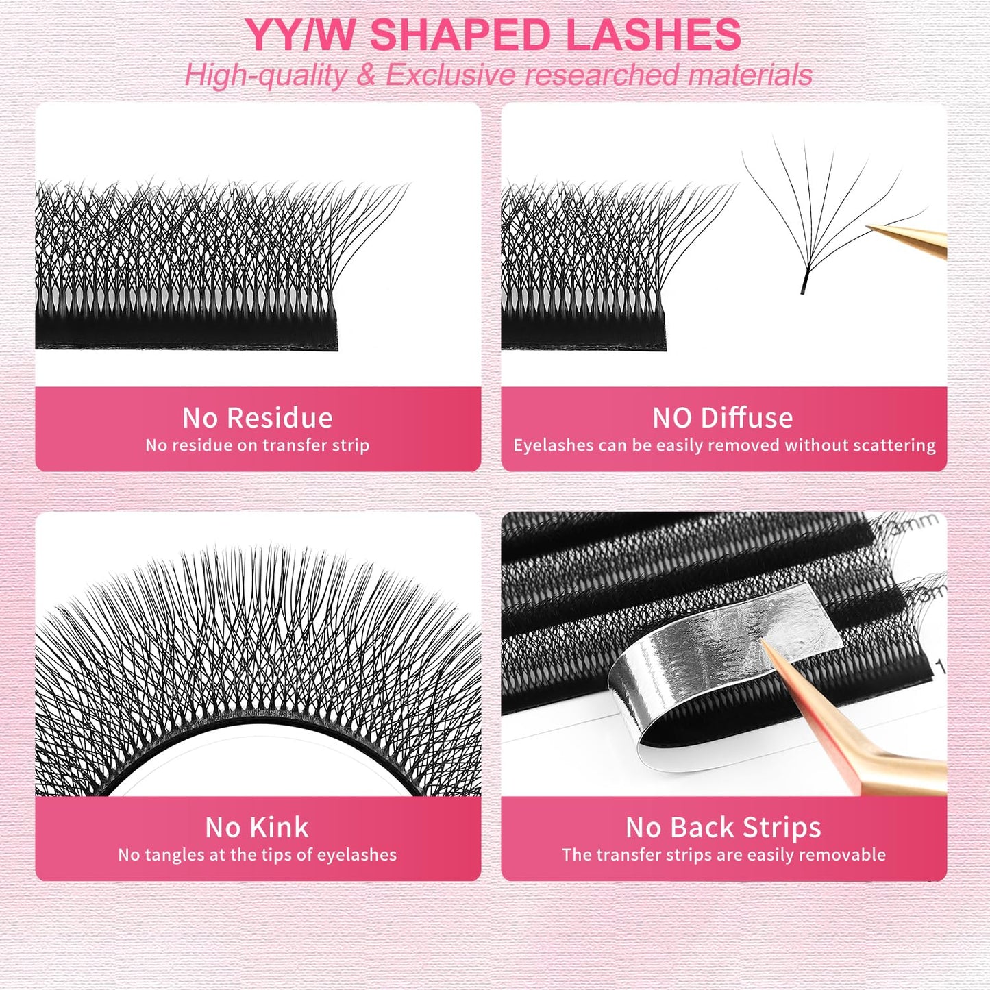 W Lash Extensions Supplies 7D Eyelash Extensions W Shape 0.07mm Thickness C Curl 9mm Premade Fans Easy Fan Lashes Volume Matte Black 12 Rows Crisscross Eye Lashes(W-7D-0.07-C,9mm)
