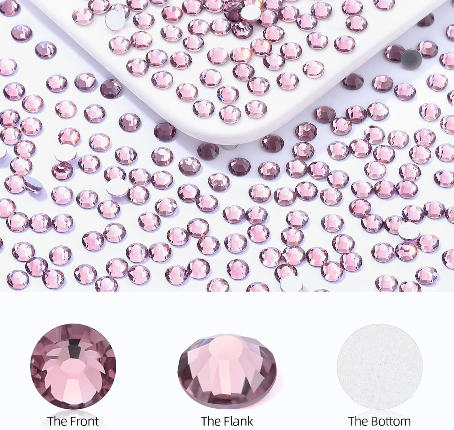 Light Amethyst Flatback Rhinestones, Glass Rhinestones for Nail Art and Craft, Glue Fix, Loose Crystal Gemstones(Lt.Amethyst, SS12, 1440pcs, 2.9-3.0mm)