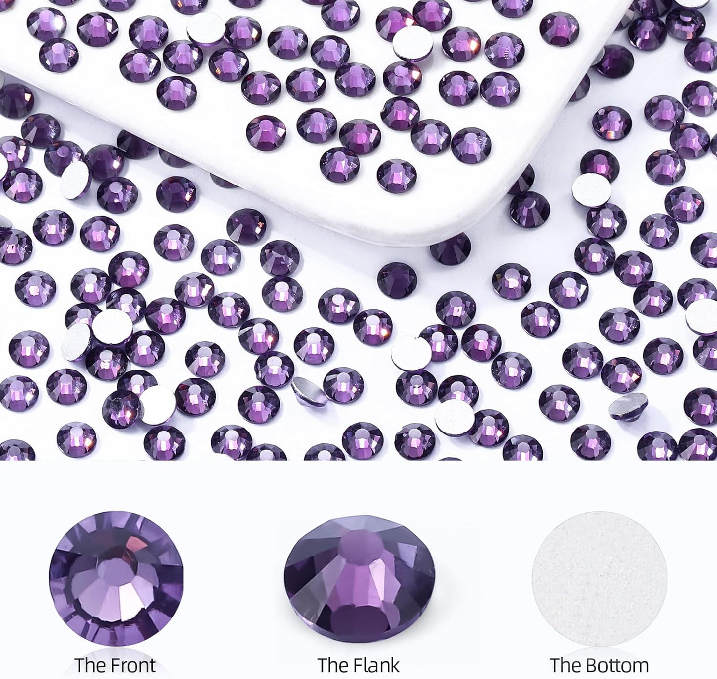 Tanzanite Flatback Rhinestones, Glass Rhinestones for Nail Art and Craft, Glue Fix, Loose Crystal Gemstones(Tanzanite, SS16, 1440pcs, 3.8-4.0mm)