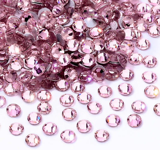Pink Flatback Rhinestones, Glass Rhinestones for Nail Art and Craft, Glue Fix, Loose Crystal Gemstones(Pink, SS10, 1440pcs, 2.7-2.8mm)