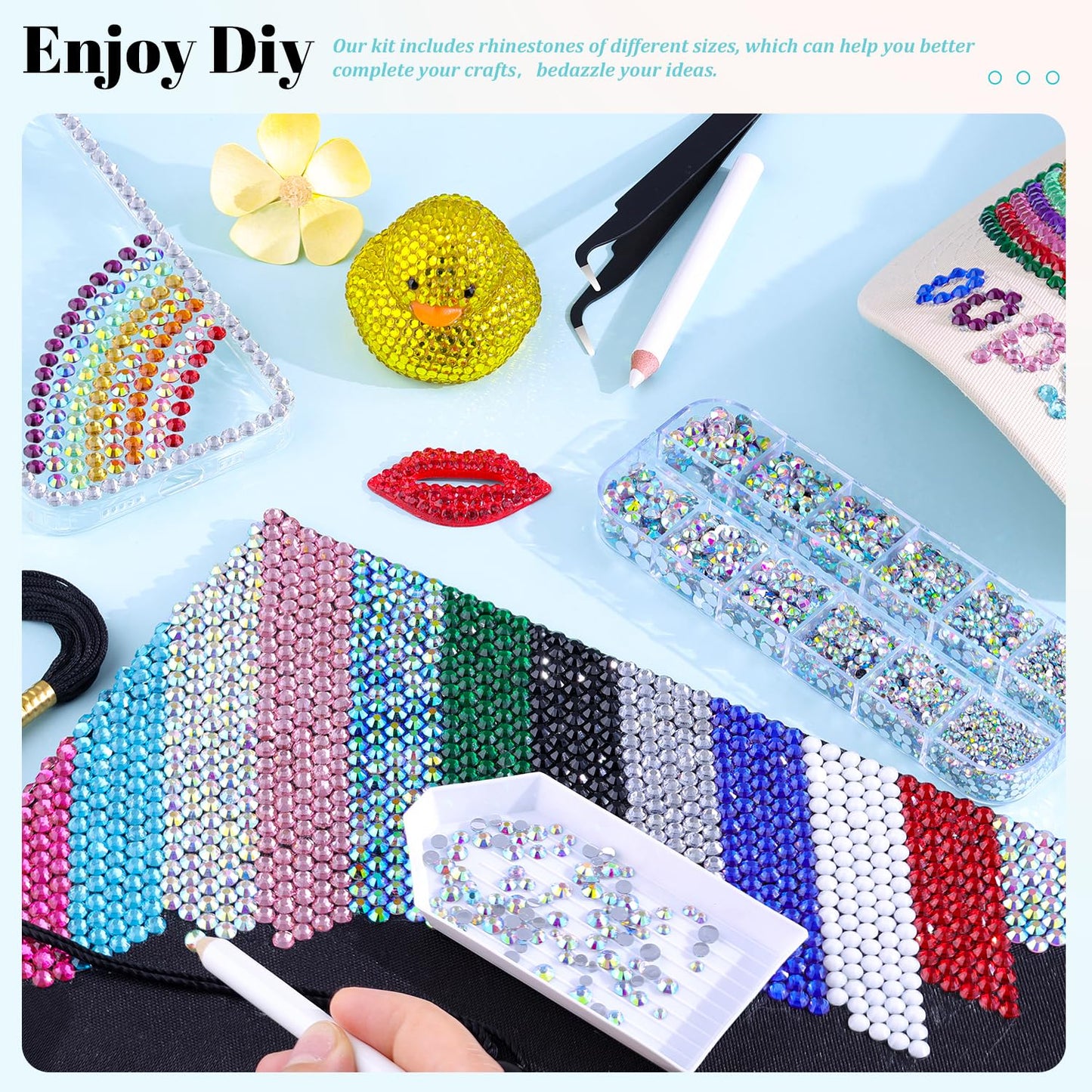 6100Pcs Jelly Resin Rhinestones for Crafting with 2Pcs 10ml B7000 Jewelry Glue, 1 Box Flatback Crystals Diamond (Clear AB) for Bedazzling Crafts DIY Nail Art Non Hotfix Gems for Clothing Shoes