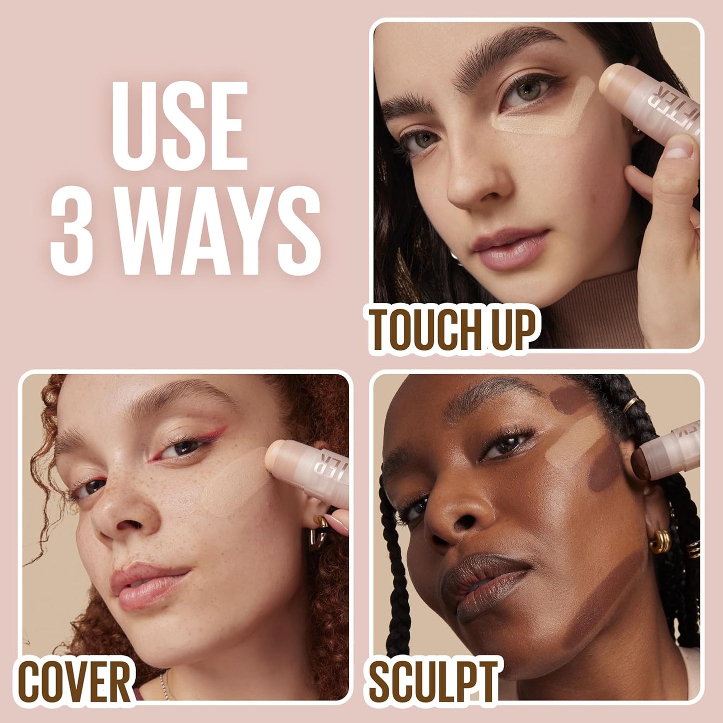 Maybelline Lifter Stix Multi-Use Face Stick - Contour, Bronzer, Concealer and Foundation Stick, All-In-One Creamy Face Makeup with Cranberry Seed Oil, 60, 1 Count