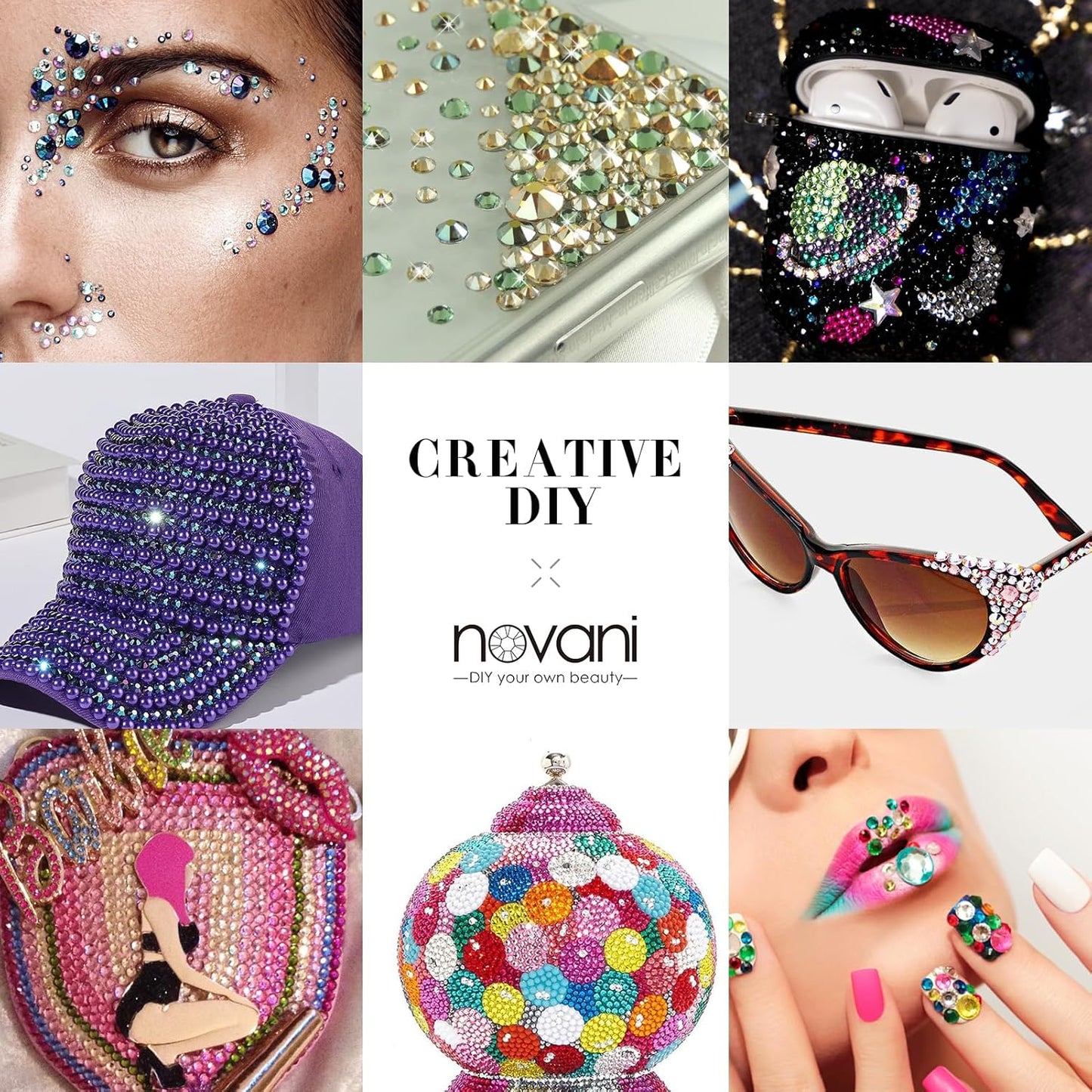 Novani Clear Rhinestones 1440pcs Flat Back Round Rhinestone Style 2088 Sparkly Crystal Gemstones for Nail Art and Crafting SS16,3.8-4.0mm