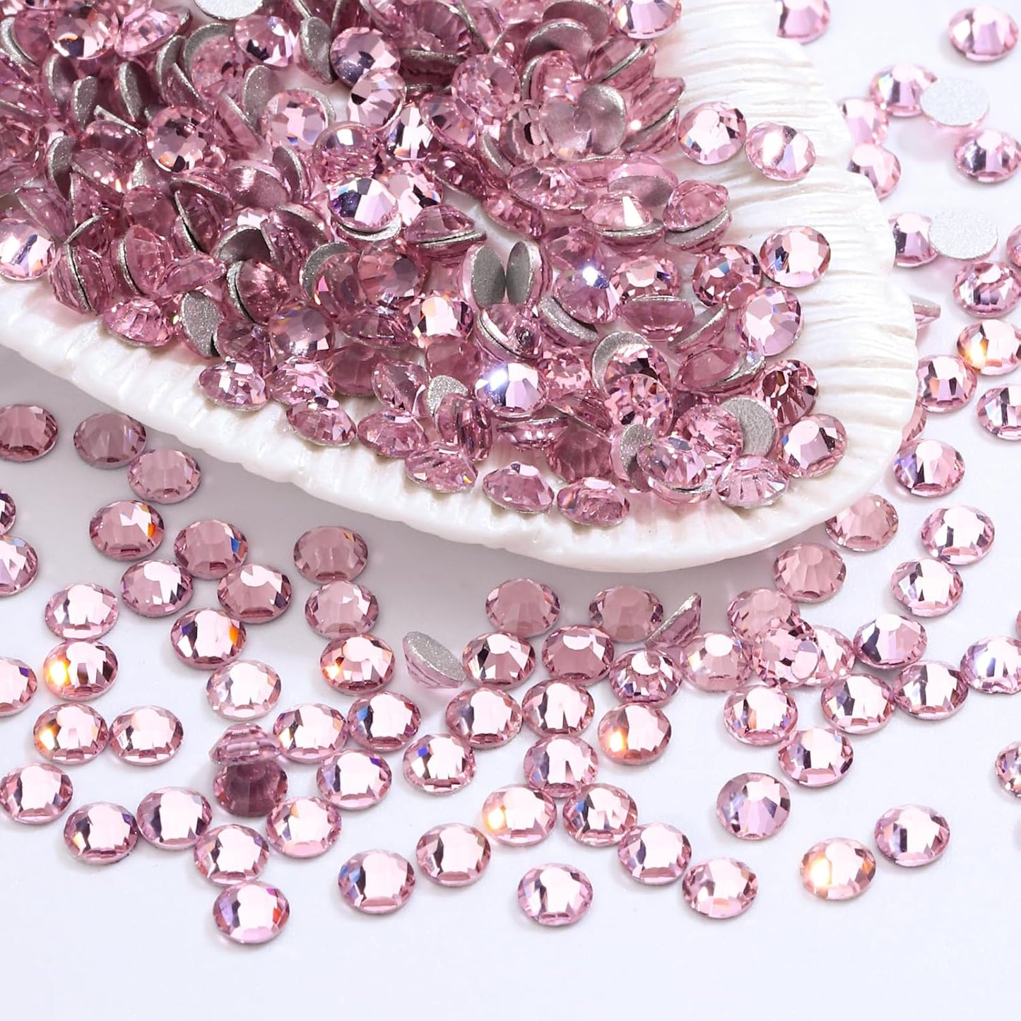 Pink Flatback Rhinestones, Glass Rhinestones for Nail Art and Craft, Glue Fix, Loose Crystal Gemstones(Pink, SS30, 288pcs, 6.4-6.6mm)