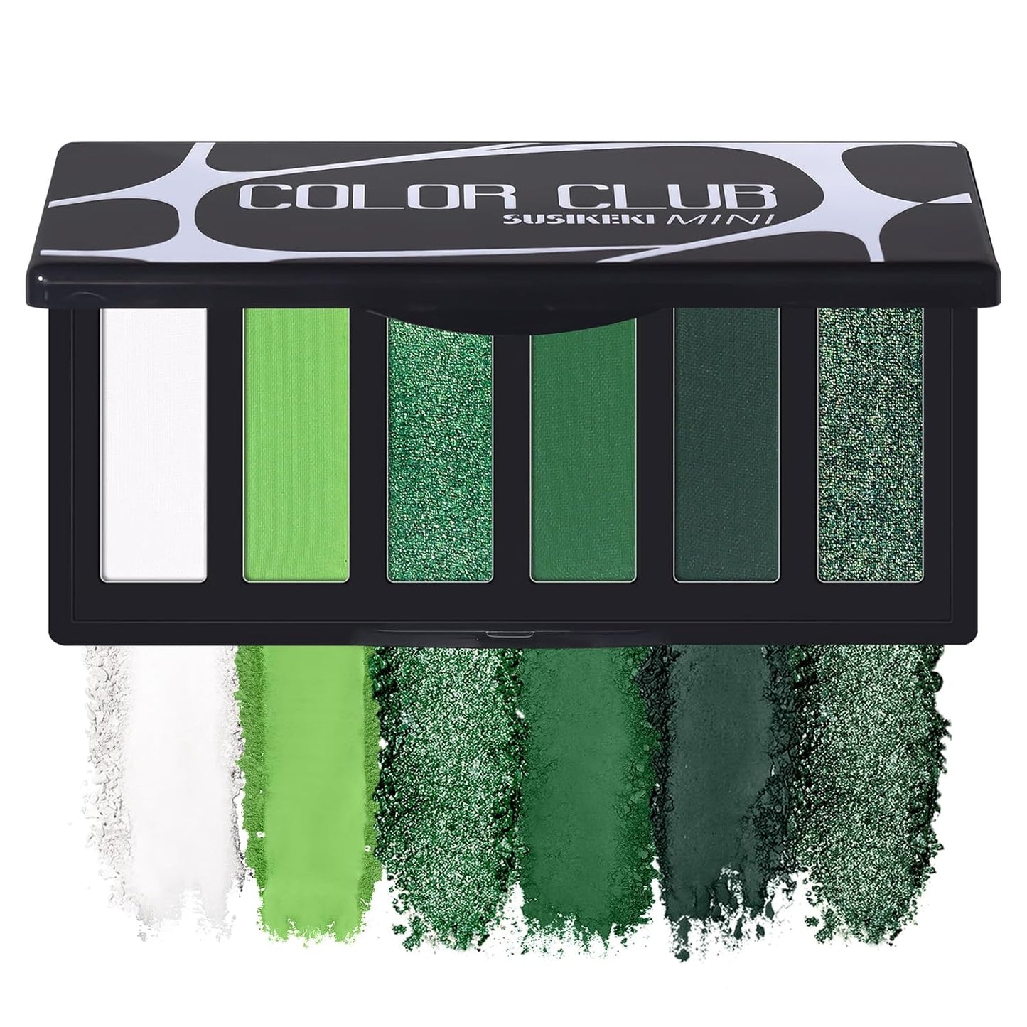 Green Eyeshadow Palette with Mirror Lime Forest Emerald Tones Matte Shimmer 6 Colors Mini Eye Shadow Pallet Travel Size Highly Pigmented for Goth Fairy Joker Wicked Halloween Parties Makeup