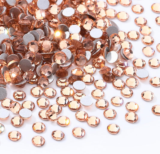 Champagne Flatback Rhinestones, Glass Rhinestones for Nail Art and Craft, Glue Fix, Loose Crystal Gemstones(Champagne, SS8, 1440pcs, 2.3-2.5mm)