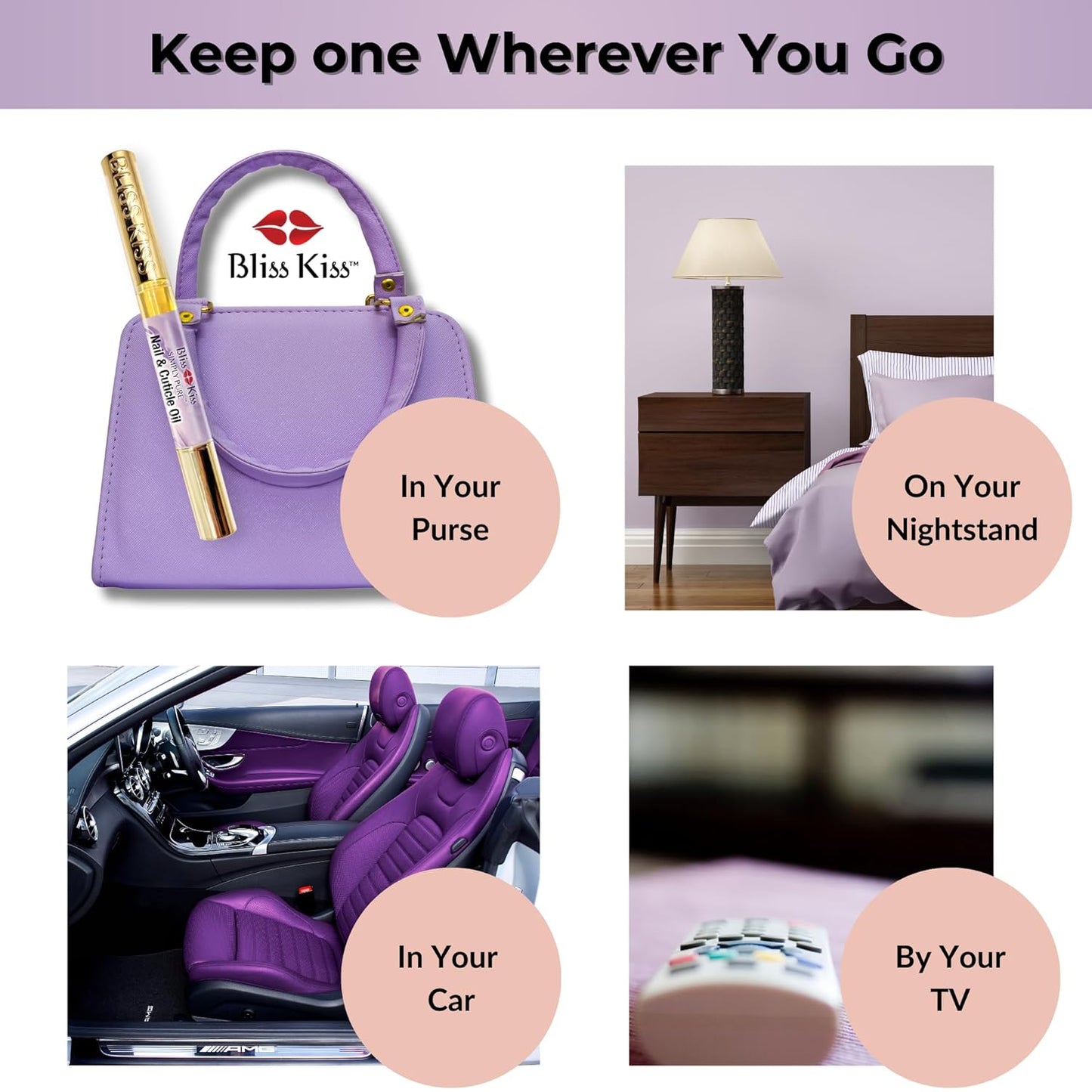 Bliss Kiss | 1 Lavender Vanilla | Nail Oil Cuticle Pen w/Vitamin E & Jojoba⏤Nail Strengthener Nail Growth Serum for Brittle Peeling Breaking Thin Nails