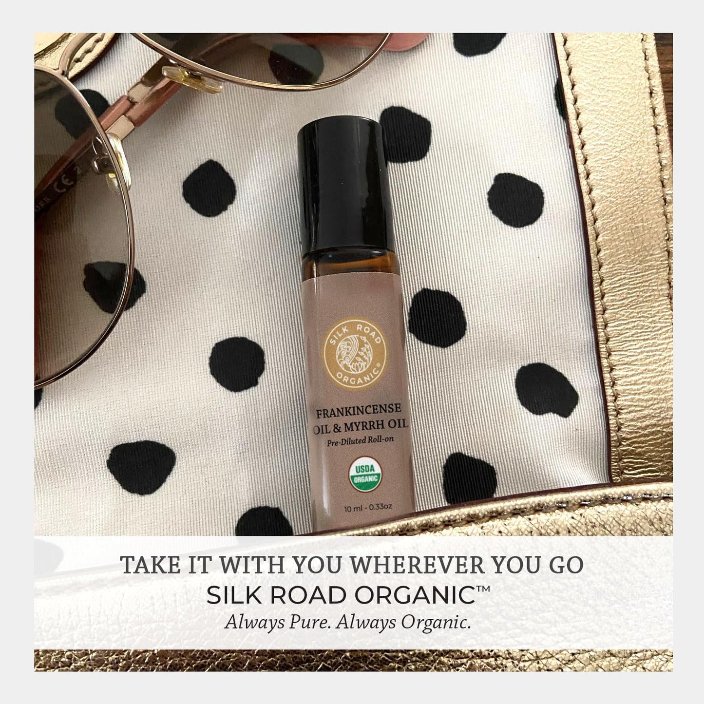 Silk Road Organic Frankincense Oil & Myrrh Essential Oil Roll On, 100% Pure USDA Certified Aromatherapy for Body Aches, Stiffness & Tingling, Stress Relief, & Skin - 10 ml Roller