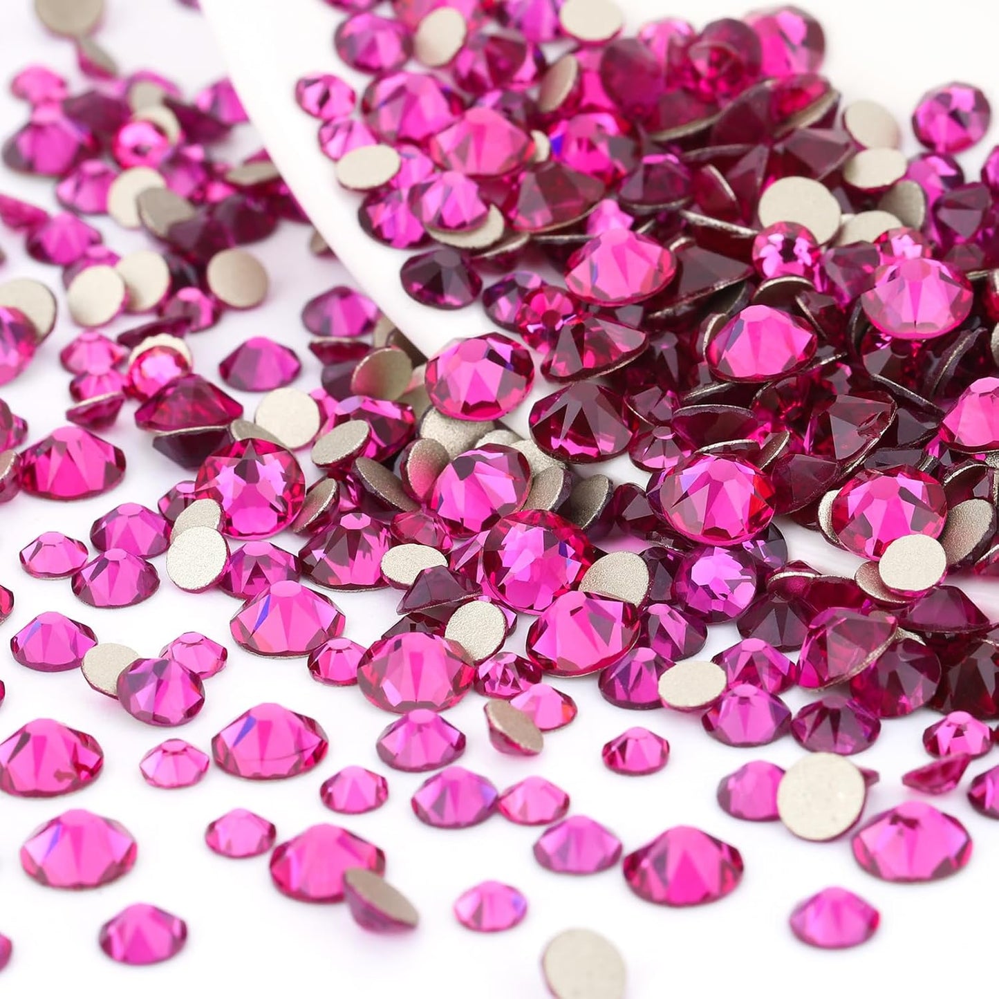 Novani Fuchsia Rhinestones 288pcs Flat Back Round Rhinestone Style 2088 Sparkly Crystal Gemstones for Nail Art and Crafting SS30,6.4-6.6mm