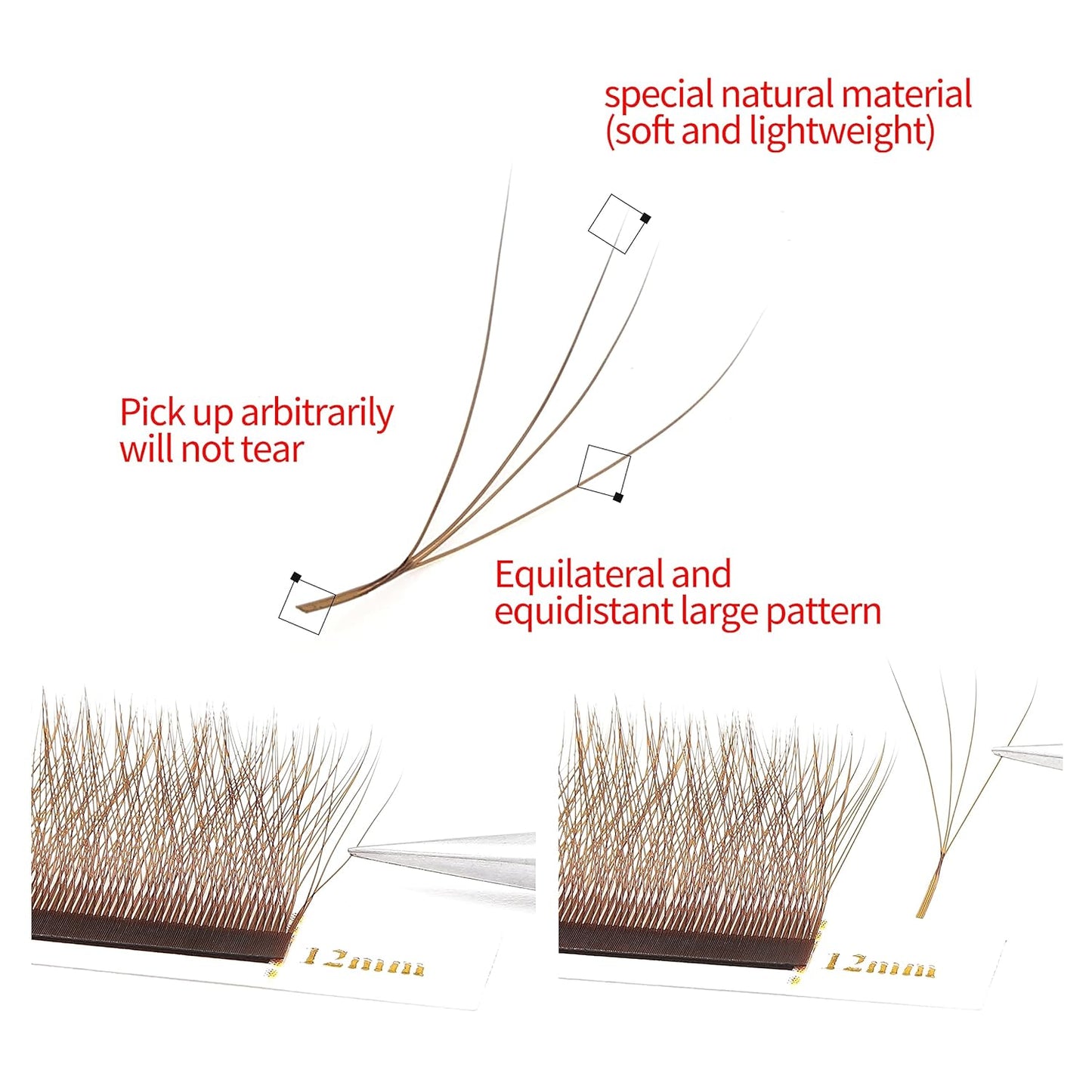 Lash Extensions Brown 4D W Eyelash Extensions W Shape 0.07mm Thickness D Curl 14mm Premade Fans Lashes Colored Lash Extension Volume Lashes Individual Lashes(W-Brown-4D-0.07-D,14mm)