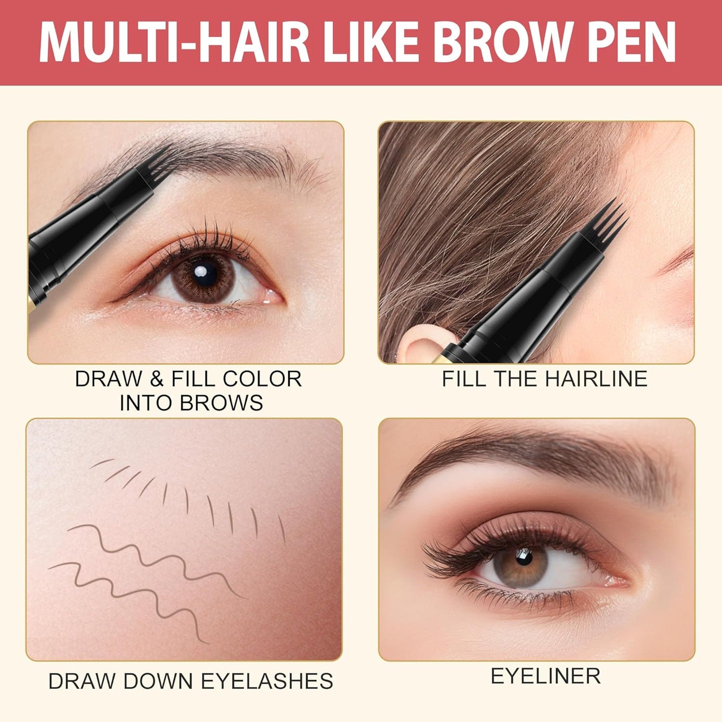 LAVONE Eyebrow Pen, 2-in-1 Eyebrow Pencils for Women with 4 Tip Microblading Eyebrow Pencil and Curved Precise Brow Pencil, Waterproof Eyebrow Pencil Create Full, Natural Hair-Like Brows, Ash Brown