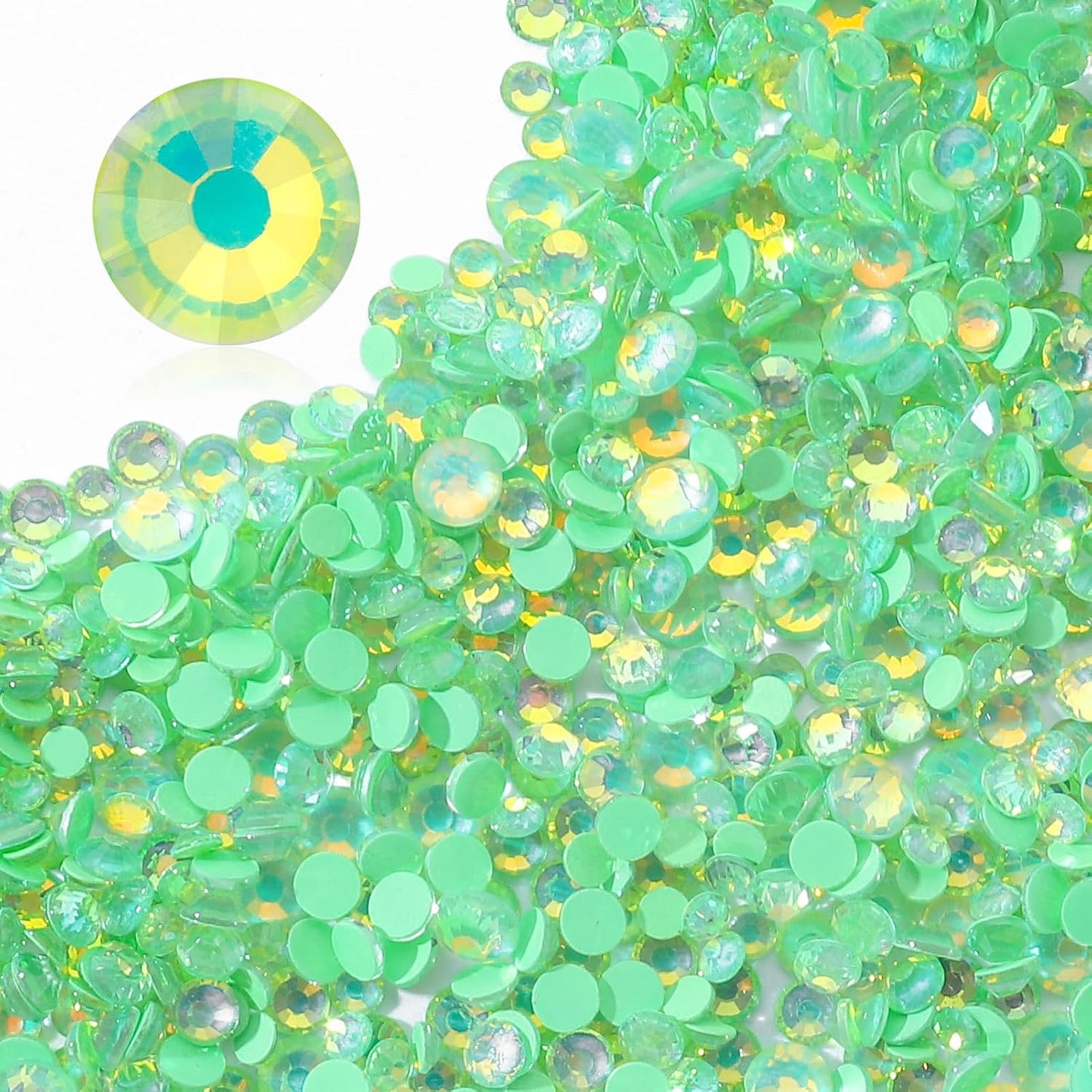 F Green Flatback Rhinestones, Glass Rhinestones for Nail Art and Craft, Glue Fix, Loose Crystal Gemstones(F Green, SS8, 1440pcs, 2.3-2.5mm)
