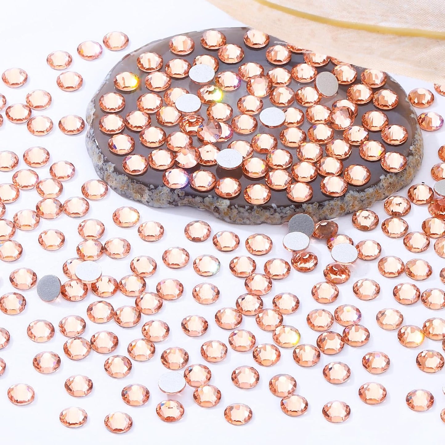 Champagne Flatback Rhinestones, Glass Rhinestones for Nail Art and Craft, Glue Fix, Loose Crystal Gemstones(Champagne, SS12, 2880pcs, 2.9-3.0mm)