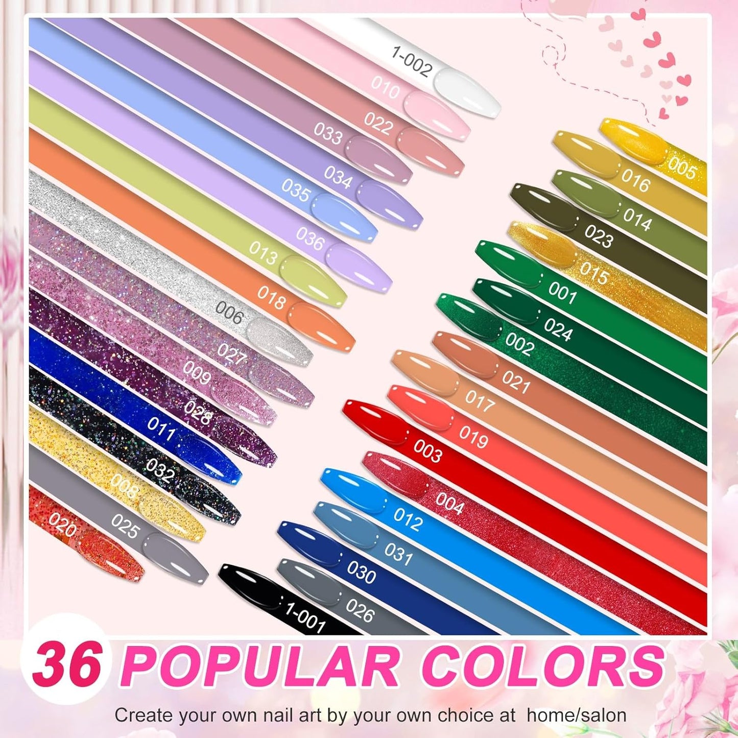 LKEE Gel Nail Polish Kit with U V Light 108W, 65 Pcs Gel Nail Polish Set All Season Gels Nail Kit Essential Manicure Tools for DIY Nails Art Gifts for Women (36KIT-color 3)