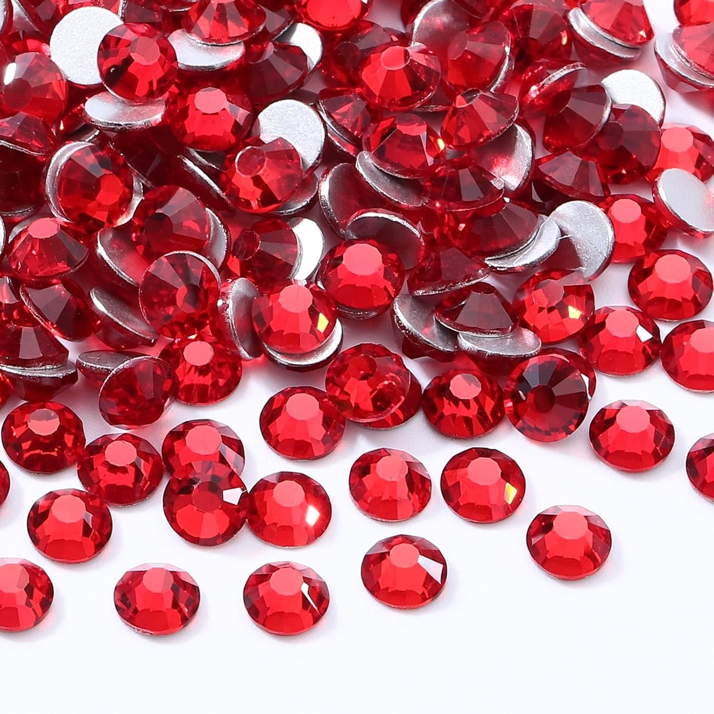 Light Siam Flatback Rhinestones, Glass Rhinestones for Nail Art and Craft, Glue Fix, Loose Crystal Gemstones(Red, SS12, 1440pcs, 2.9-3.0mm)