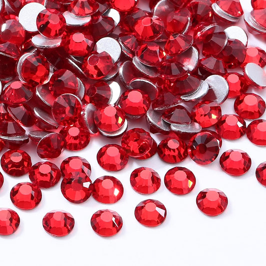 Light Siam Flatback Rhinestones, Glass Rhinestones for Nail Art and Craft, Glue Fix, Loose Crystal Gemstones(Red, SS16, 1440pcs, 3.8-4.0mm)