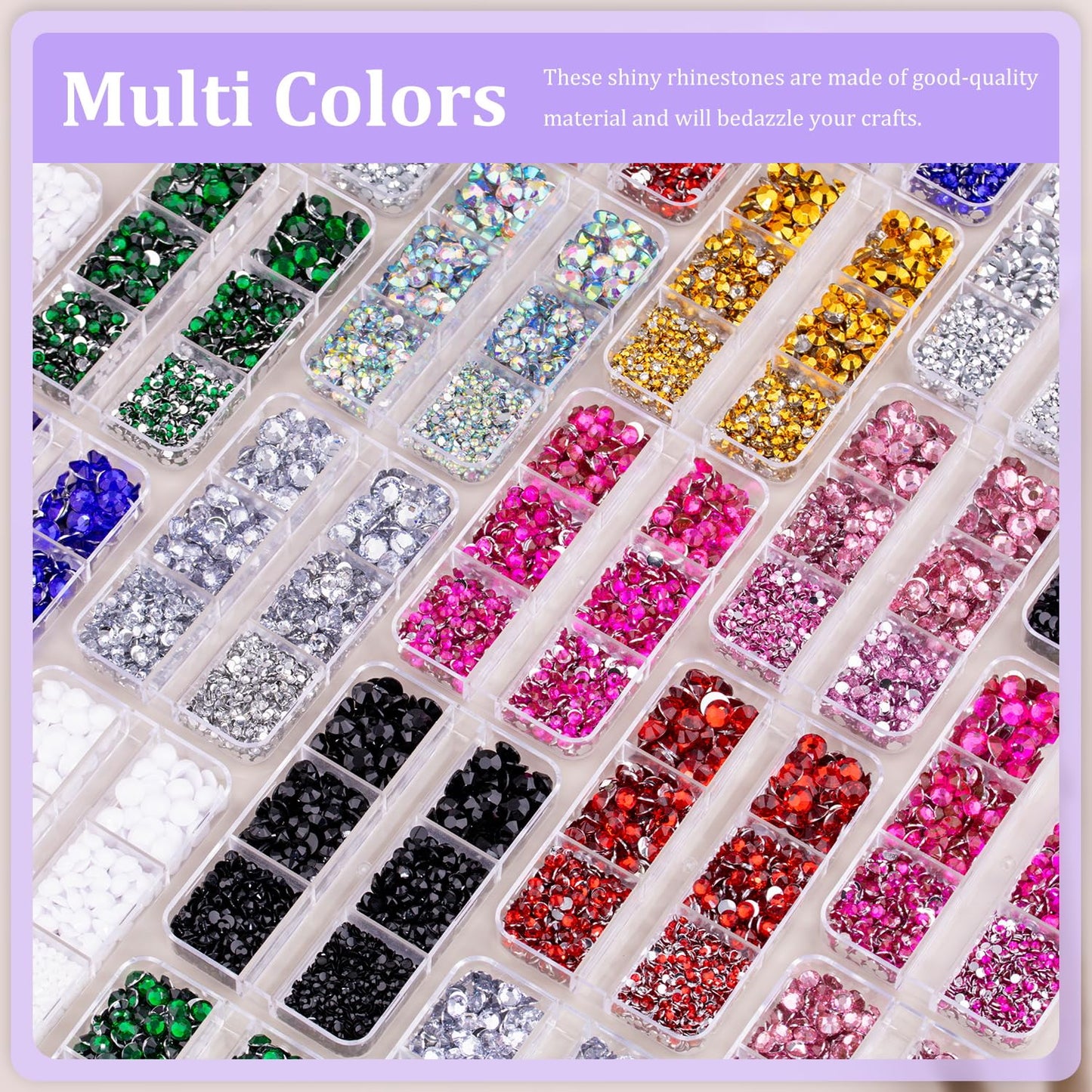 Resin Rhinestones for Crafting, 2 Boxeses White Multi Sizes Flatback Bedazzling Crystals for Crafts Nail Art Decoration, Non Hotfix Gems Charms for Tumbler Shoes Clothing Fabric Face Makeup