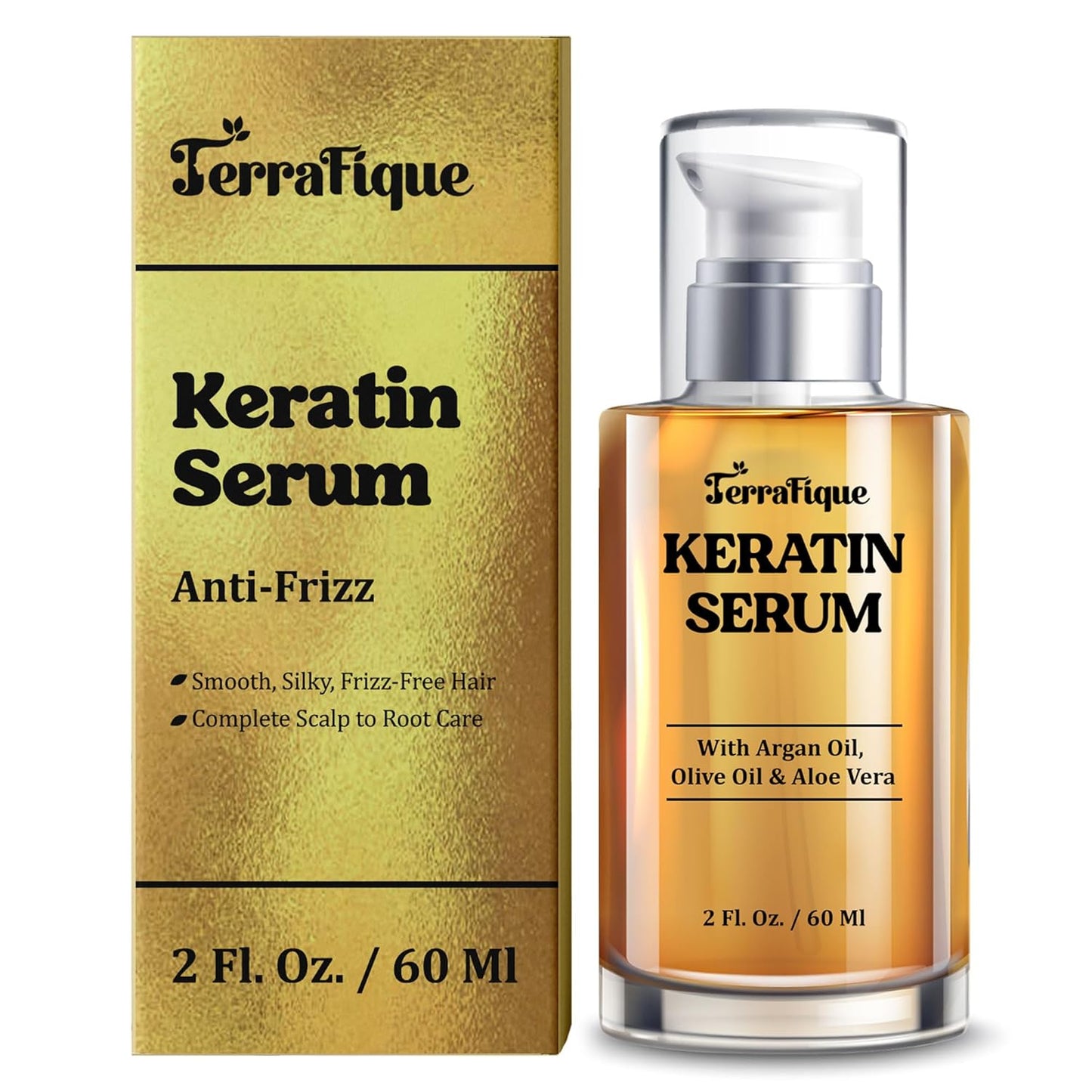 Keratin Anti-Frizz Leave-in Conditioner and Straightening Serum with Argan Oil for All Hair Types - 2 Fl. Oz.