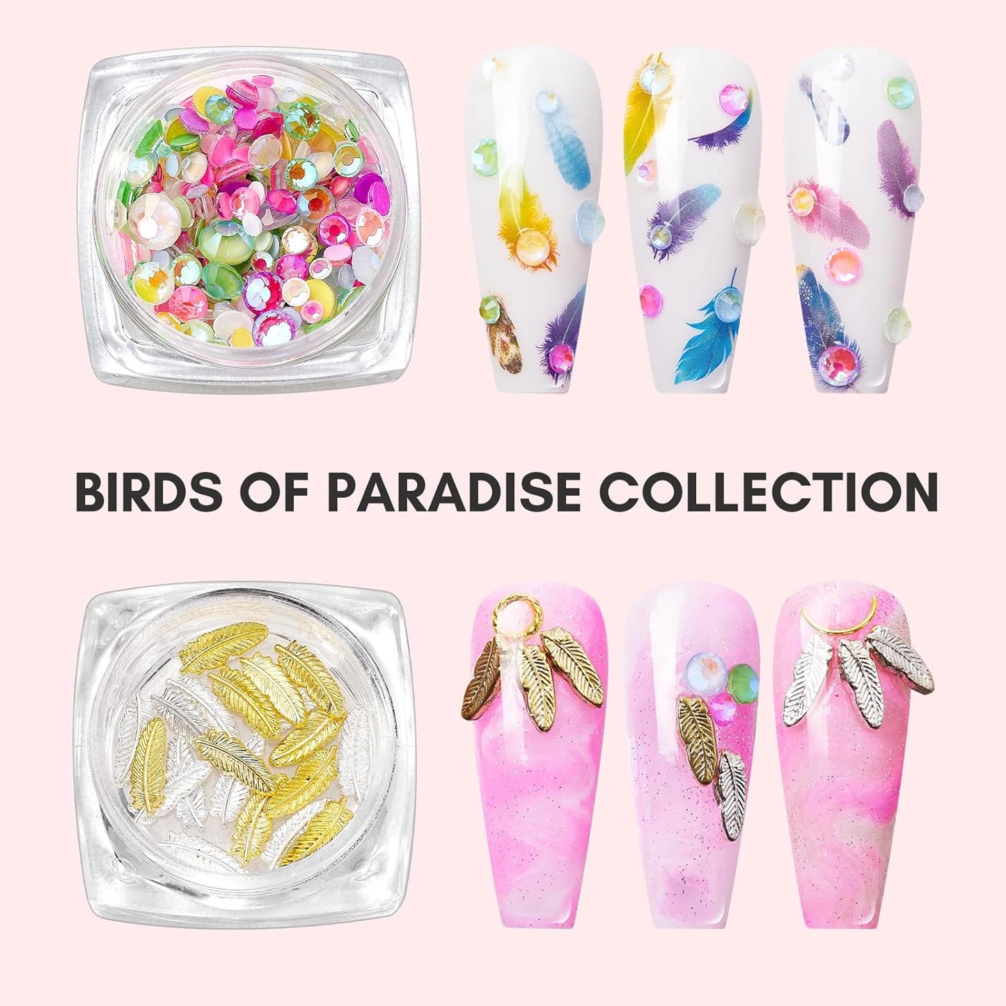 Makartt Nail Decorating Kit Including Designer Nail Stickers, Vivid and Vibrant Colorful Nails Rhinestones DIY Accessories for Nails Art and Salon