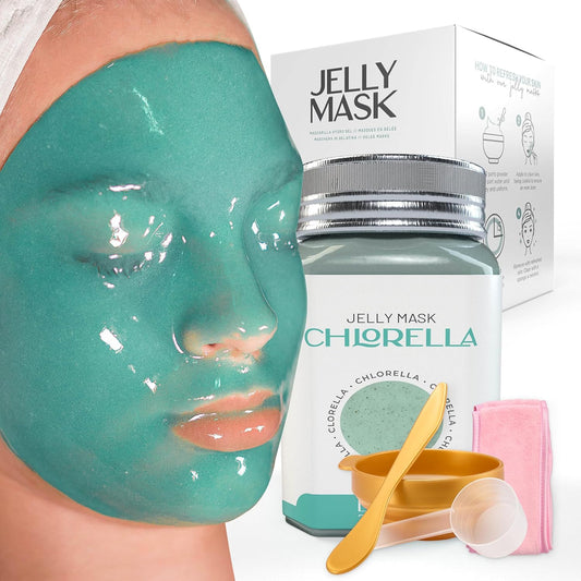 BRÜUN Jelly Mask Jar Chlorella Peel-Off Face Care Rubber Mask - A 23 fl oz Skin Care Moisturizing Gel Mask Jar Spa Set for Men, Women and Adults on Formal Gatherings and Events