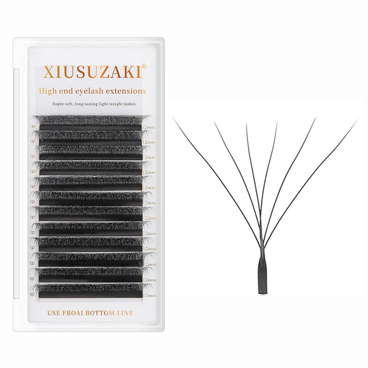 W Eyelash Extension 6D Volume Premade Fans 0.07 D Curl 8-15mm mix W Lashes Matte Black Lash Extensions Easy Fans W Shape Eyelash yy Eye Lashes(6D-0.07D-8-15mm Mix)