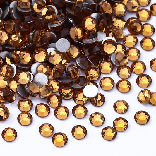 Topaz Flatback Rhinestones, Glass Rhinestones for Nail Art and Craft, Glue Fix, Loose Crystal Gemstones(Topaz, SS12, 1440pcs, 2.9-3.0mm)