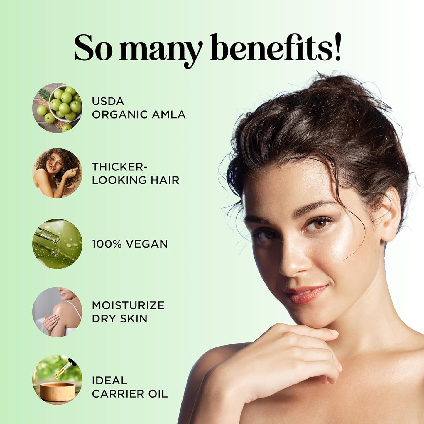 Organic Amla Oil for Hair - 100% Pure Amla Hair Oil for Volume Shine & Hydration - Cold-Pressed Extra Virgin Unrefined Non-GMO & USDA Organic for Nourishing Moisturizing Scalp Care (4 Fl Oz)