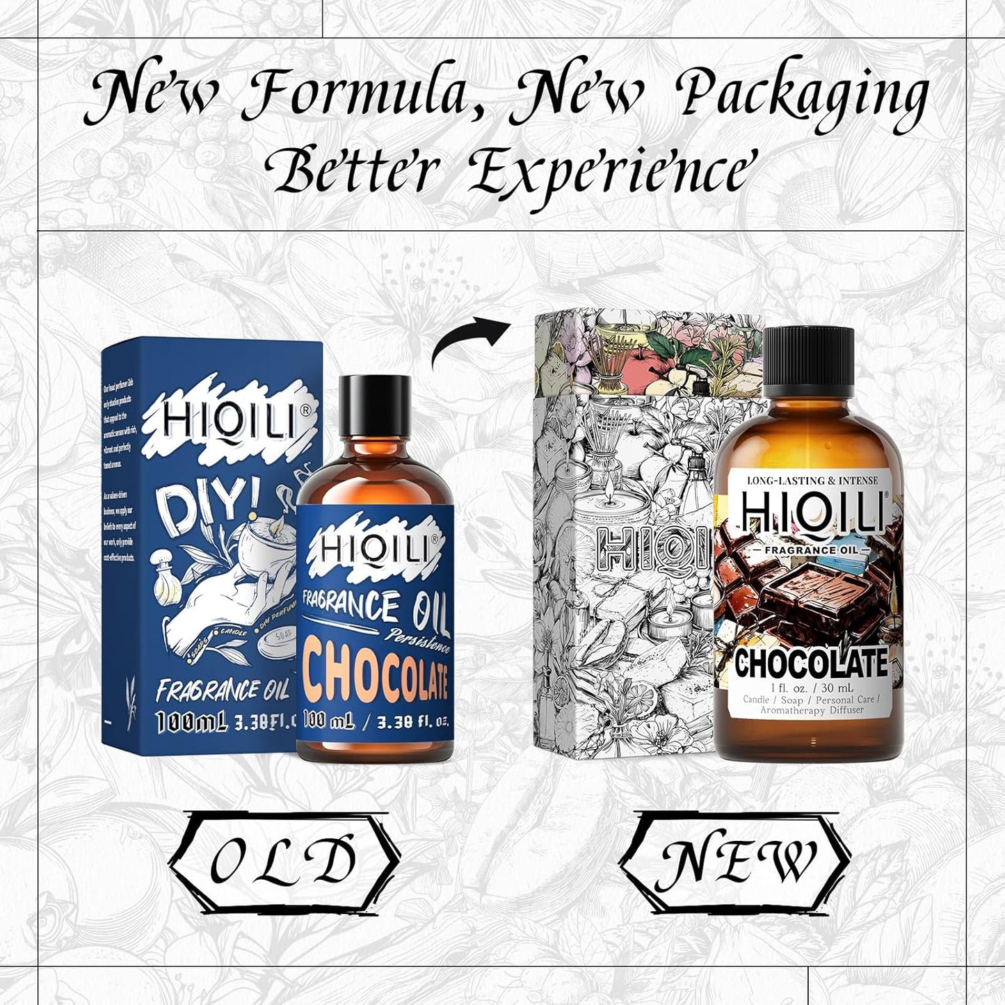 HIQILI Chocolate Fragrance Oil for DIY Candle, Soap & Bath Salts Making, Long Lasting Scents for Home Essential Oil Diffuser - 1 Fl Oz