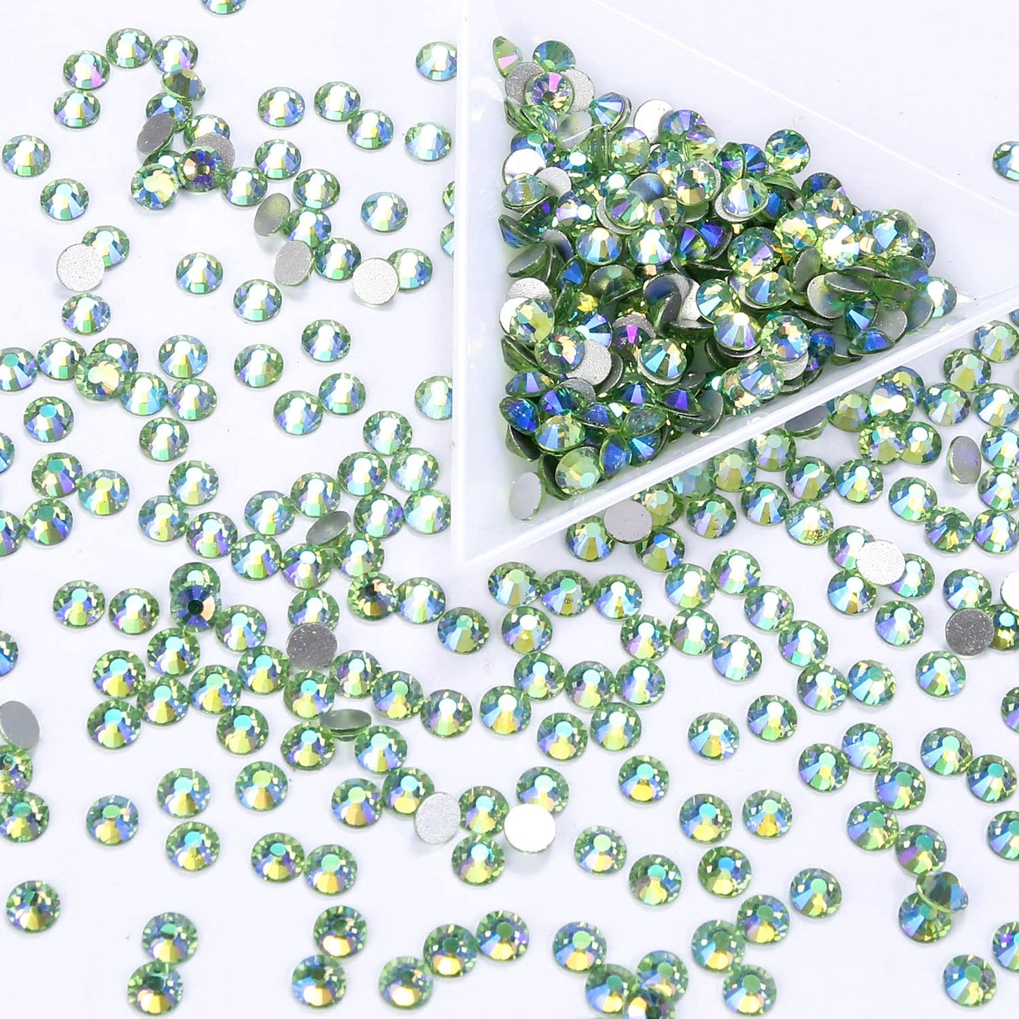 1440Pcs Light-green Ab Crystal Rhinestones,Glass Flatback Rhinestones Gemstones for Nail Face Makeup Art Crafts Clothes Decoration -(SS12,3.0mm,Light-green Ab)
