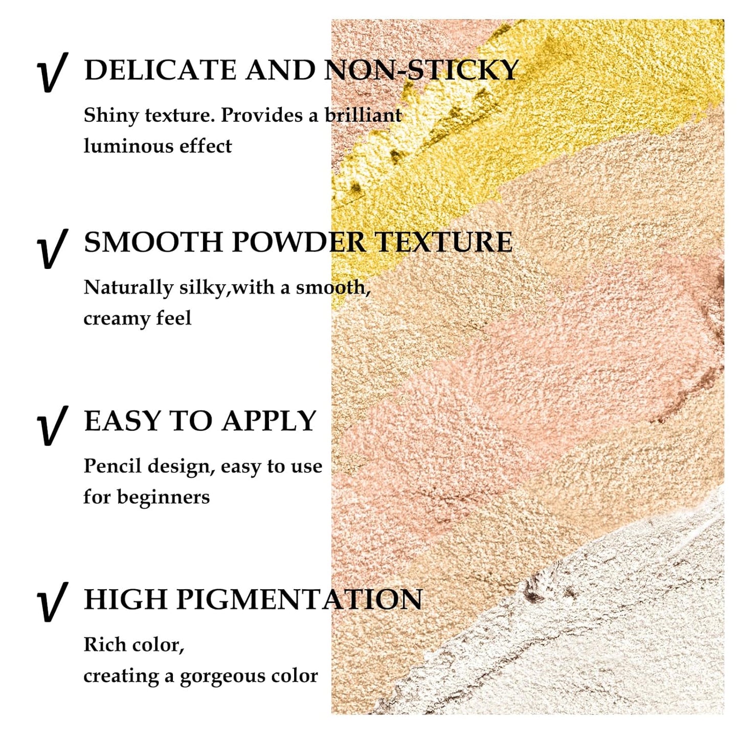 Boobeen 6PCS Cream Eyeshadow Stick Waterproof Pencil Crayon Eye Brightener Shimmer Pen Create Glitter Makeup, Easy to Use