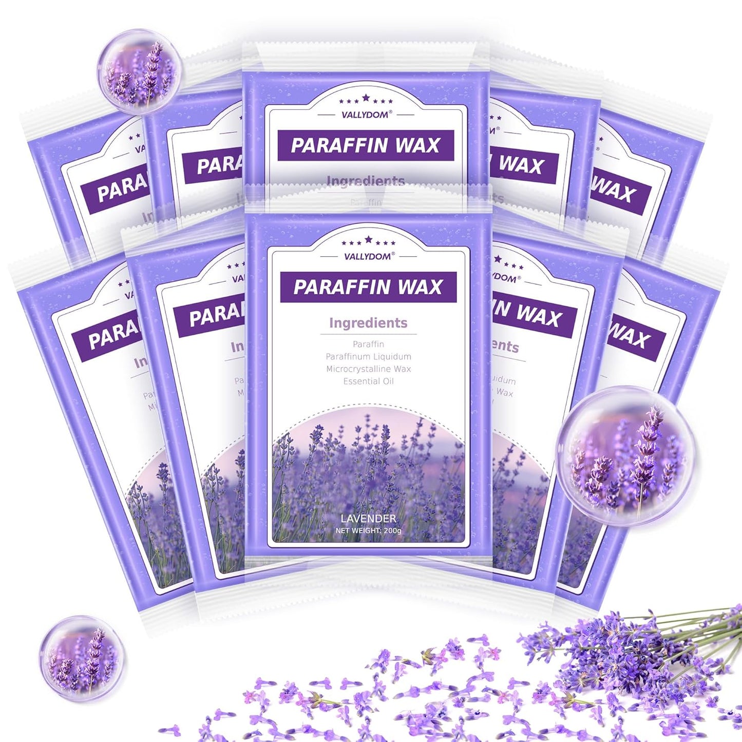 Paraffin Wax Refills, 10 Pack 200g Lavender Scented Paraffin Wax Blocks for Paraffin Bath, Paraffin Wax Machine Refills for Hand Feet Dry Skin,Rrelieves muscle fatigue, Hydration and nourish