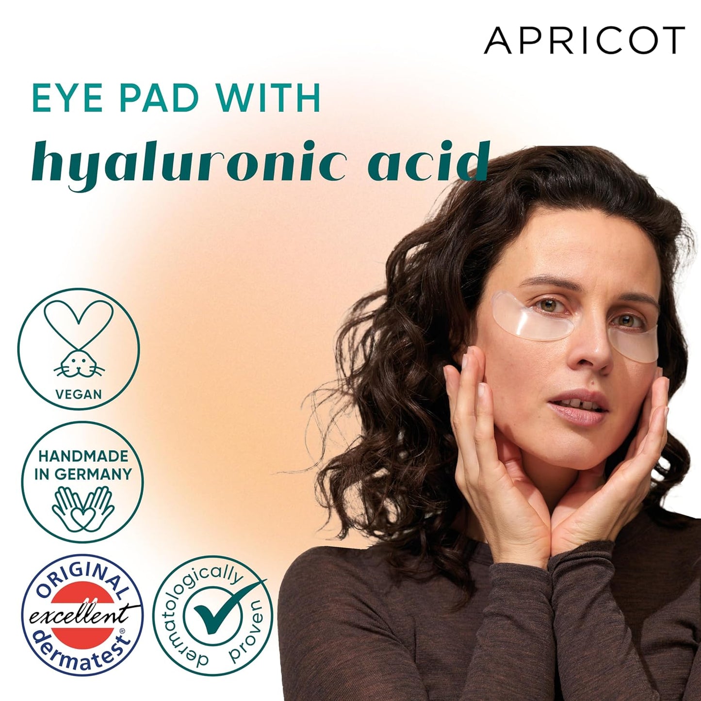 APRICOT Eye Patches with Hyaluronic Acid (pack of 1) I Anti-Aging Eye Pads "Me,Myself and Eye" I Reduces eye wrinkles I Reusable eye patches I Silicone pads against wrinkles I Made in Germany