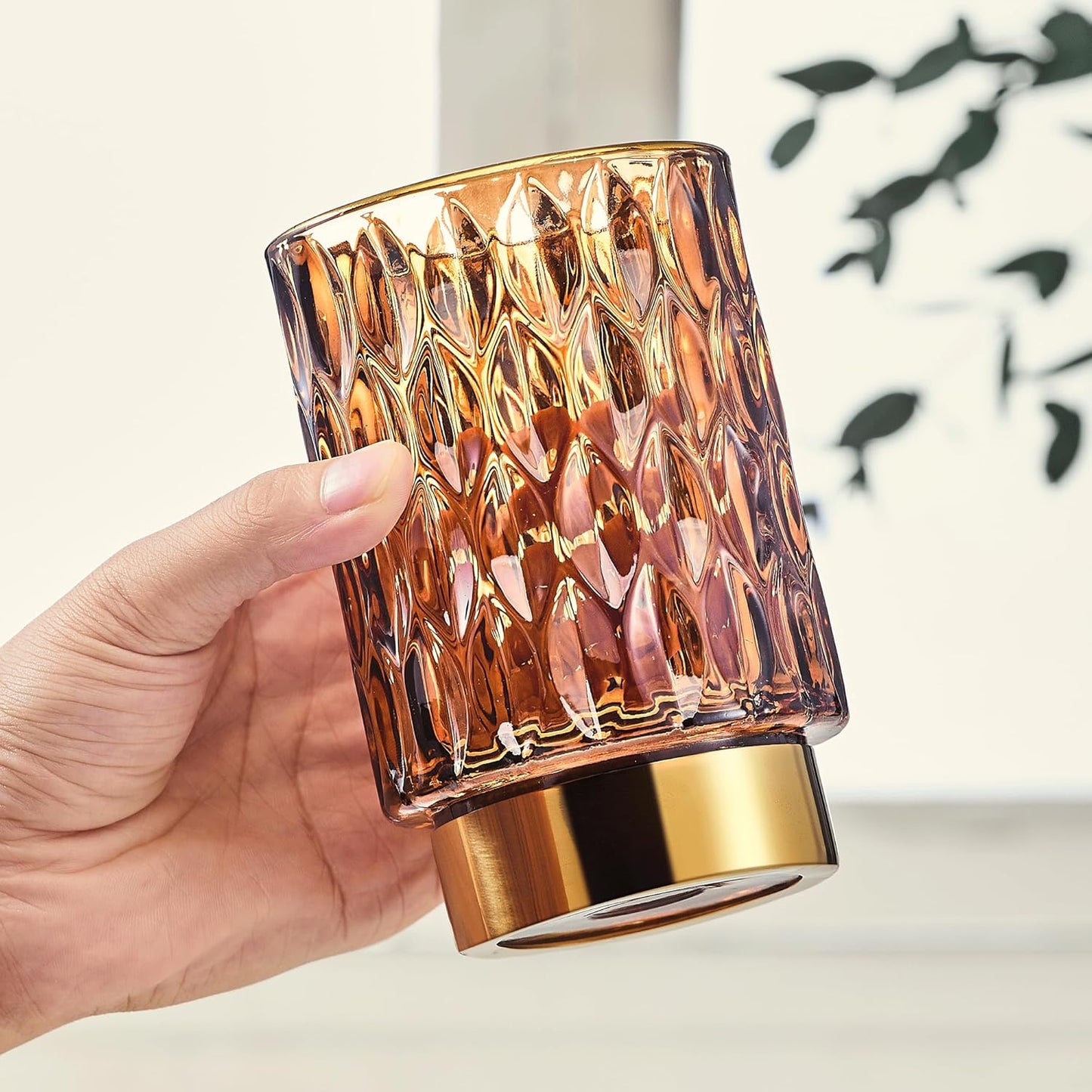 Makeup Brush Holder Organizer,Toothbrush Holders,Desk Pen Pencil Holder,Multifunctional Vintage Glass Brush Cup（A39-5-US）