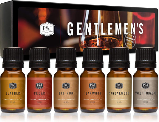 P&J Trading Fragrance Oils for Diffusers for Home Fragrance Scents for Candle Making - Soap Making Supplies - Car Diffuser Scents - Essential Home Gift Set - Gentlemen's - Cedar, Sandalwood & More