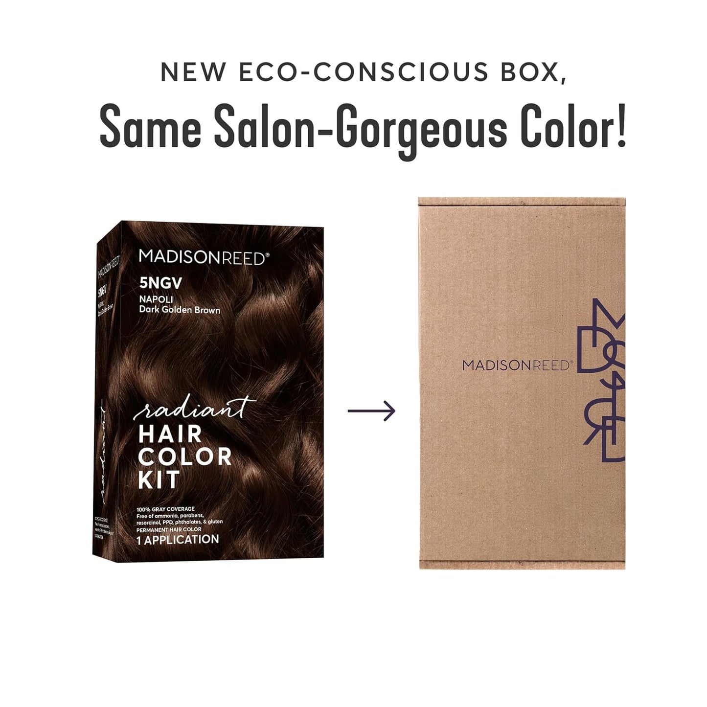 Madison Reed Radiant Hair Color Kit | 5NGV Dark Golden Brown with Warm Tones (Napoli Brown) for 100% Gray Hair Coverage | Dimensional Permanent Hair Dye | PPD-Free & Ammonia-Free | 2 Pack