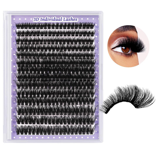 B&Qaugen Lash Clusters 3D Thick Eyelash Clusters 280pcs Cluster Eyelash Extensions 10-18mm 90D Wispy Individual Lashes Volume Lash Clusters DIY Lash Extensions at Home (90D-MIX10-18mm), Black